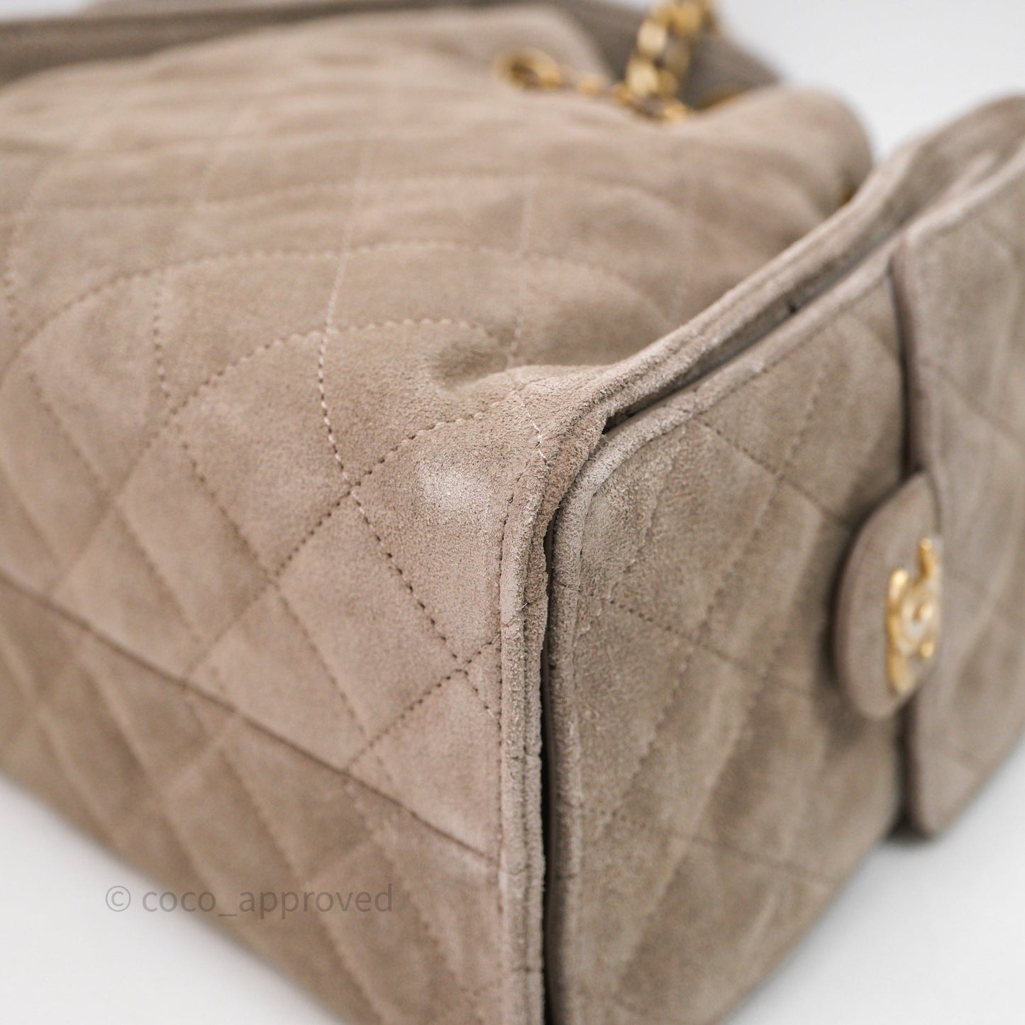 Chanel 25 Small Suede Calfskin Aged Gold Hardware