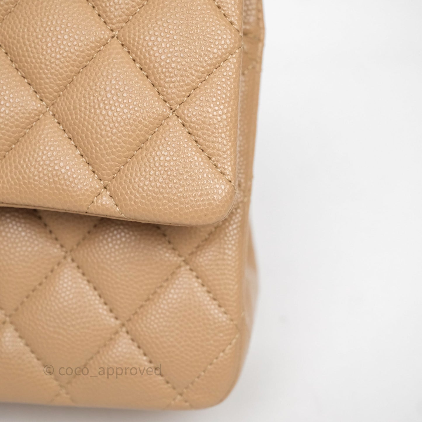Chanel Classic M/L Medium Flap Quilted Dark Beige Caviar Gold Hardware
