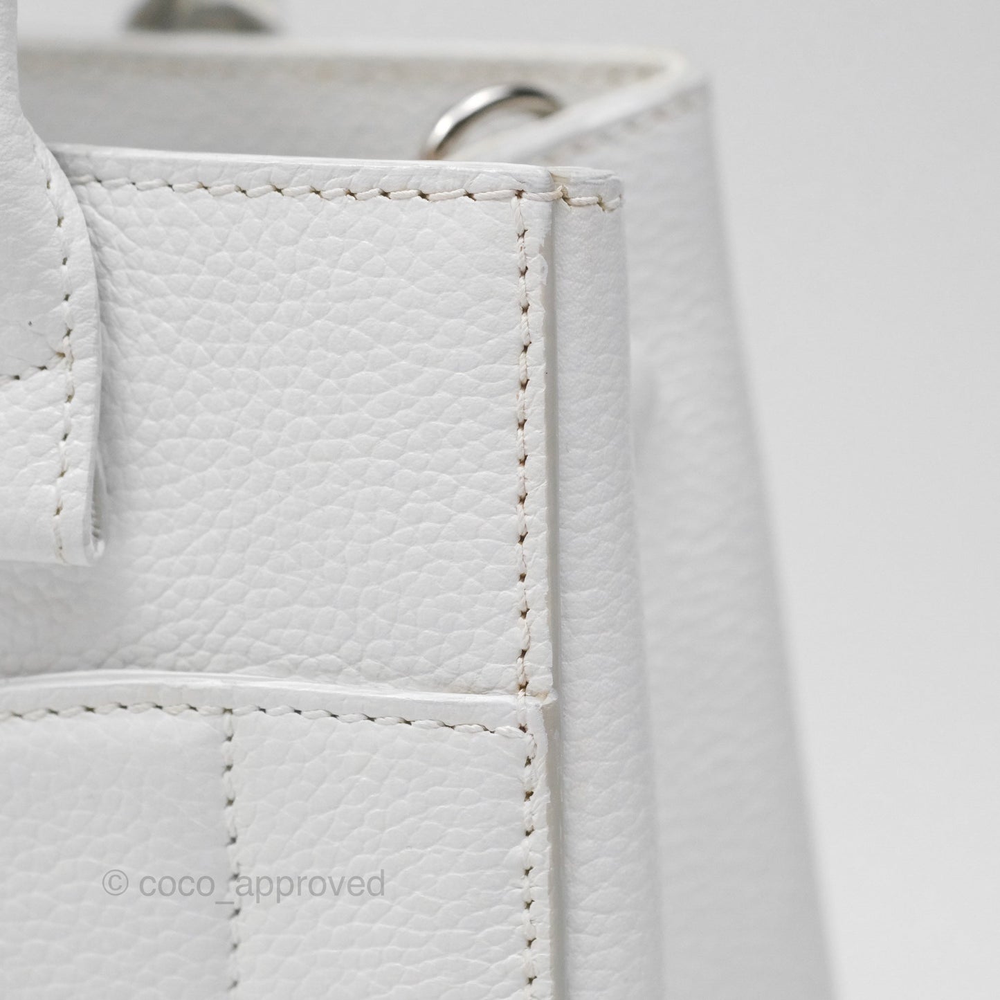 Chanel Mini Neo Executive Shopper Tote White Grained Calfskin Silver Hardware
