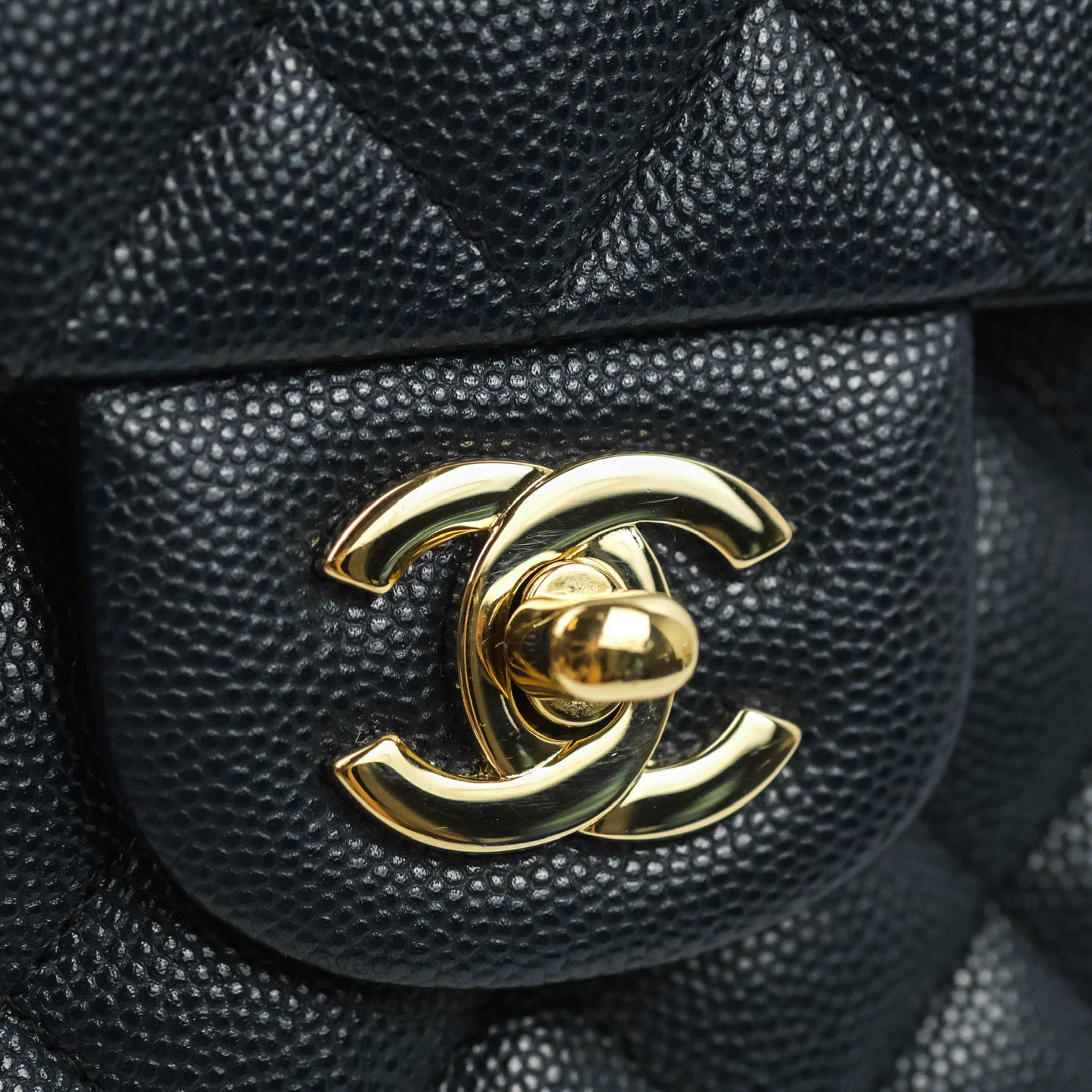 Chanel Classic Small S/M Flap Navy Blue Caviar Gold Hardware 21P
