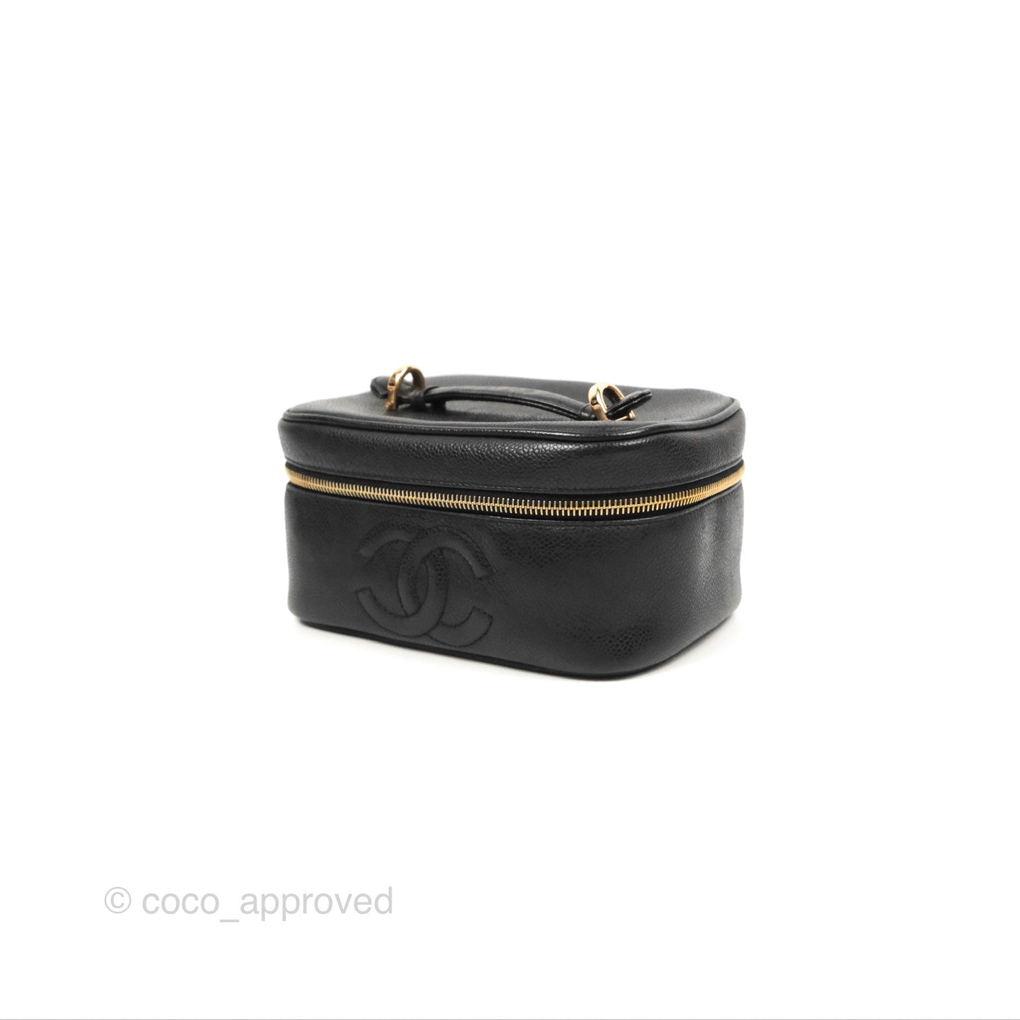 Chanel Vintage Vanity Case Black Caviar Gold Hardware