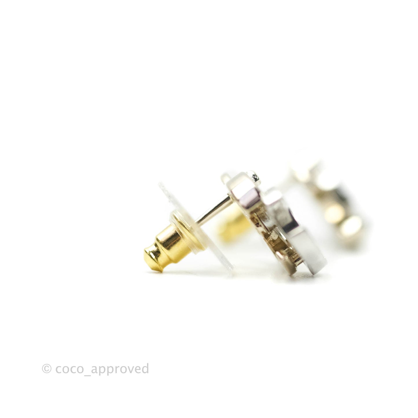 Chanel Double Crystal CC Earrings Silver & Gold Tone 21A