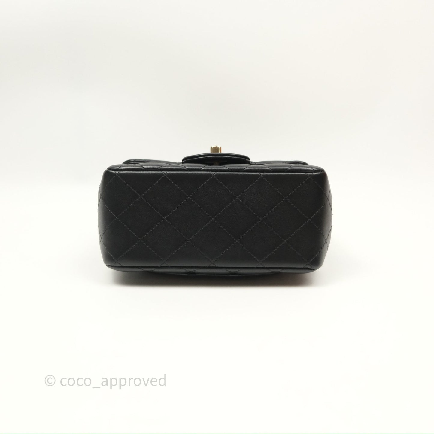 Chanel Mini Square Flap Quilted Black Lambskin Gold Hardware