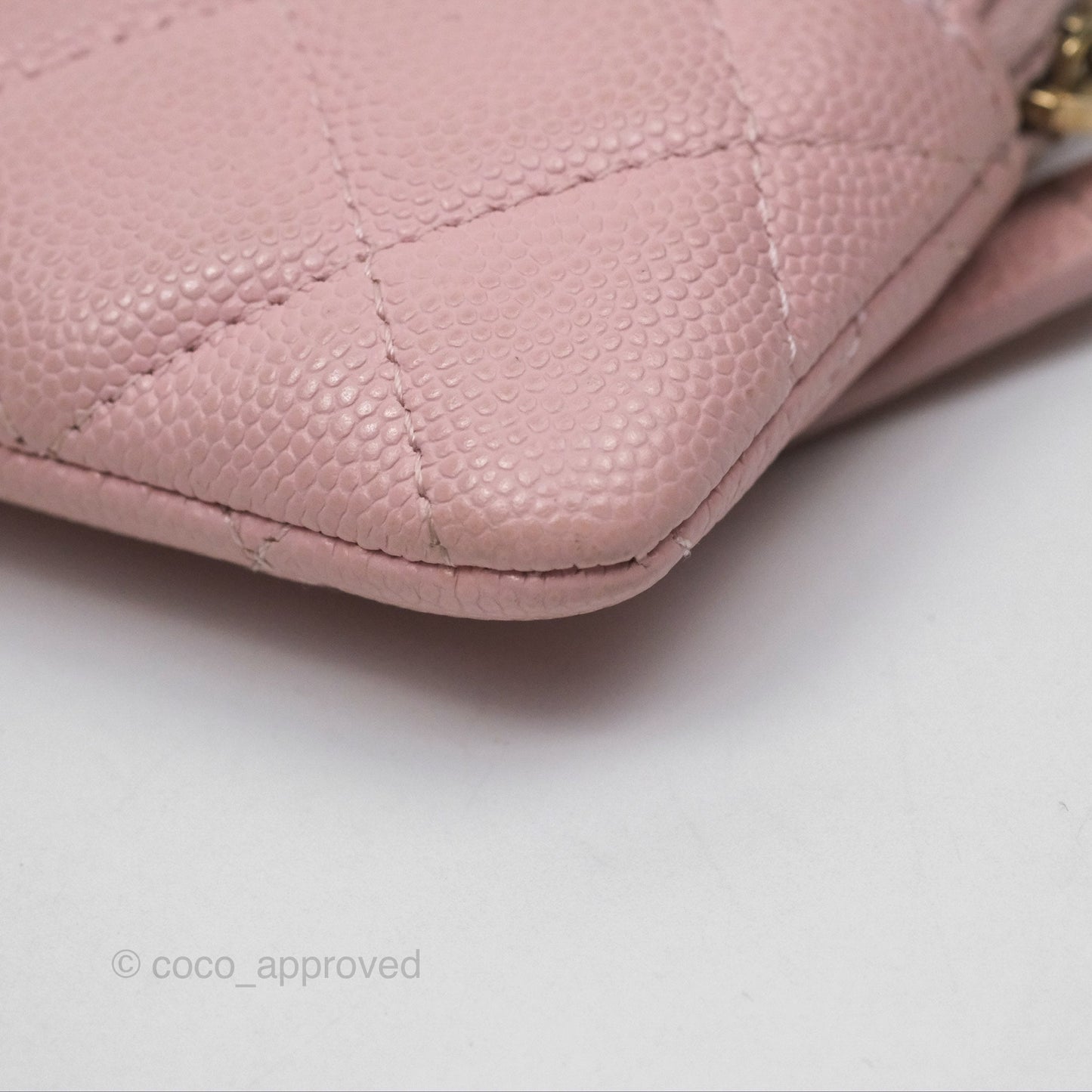 Chanel Quilted Classic Zip Card Holder Wallet Pink Caviar Gold Hardware