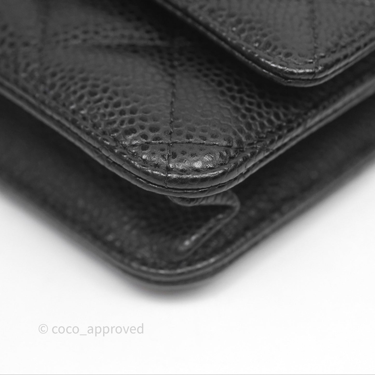 Chanel Classic Quilted Wallet On Chain WOC Black Caviar Gold Hardware