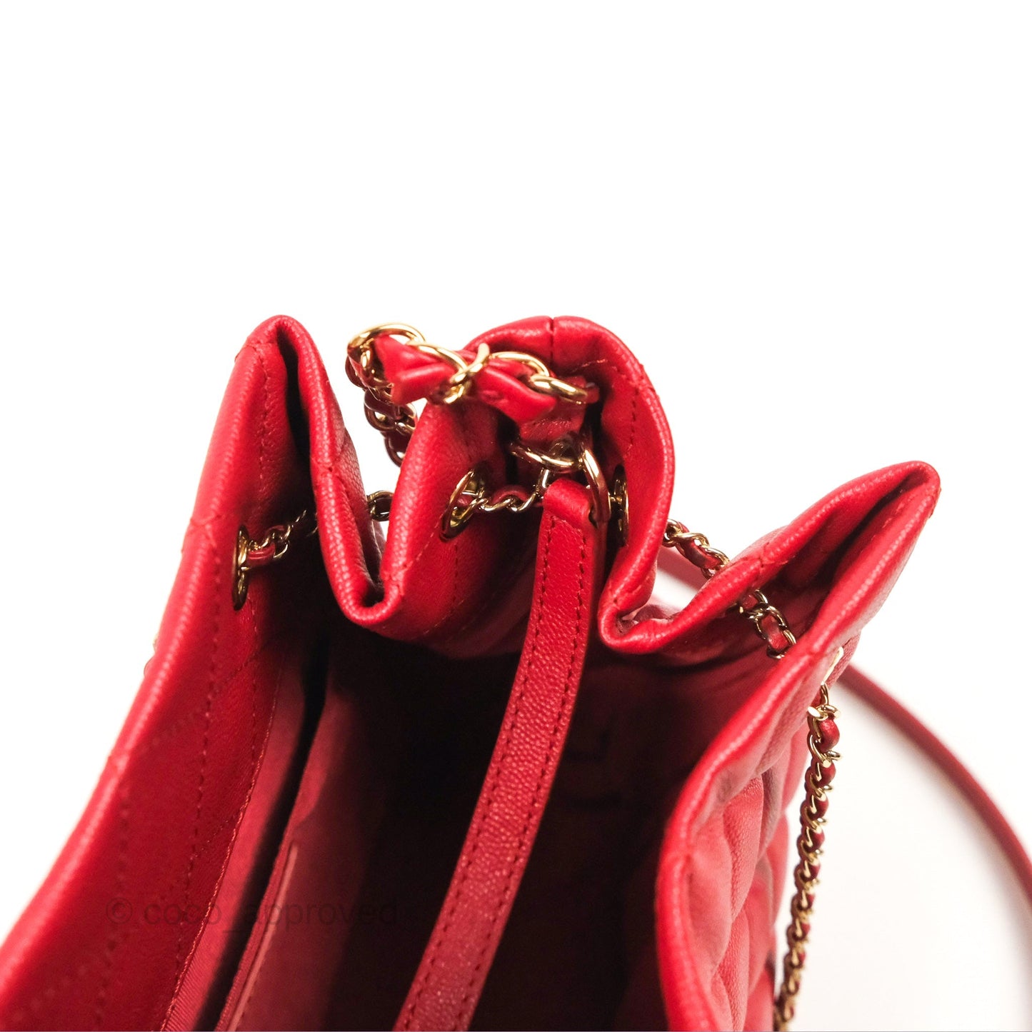Chanel Medium Quilted Rolled Up Bucket Drawstring Bag Red Caviar Gold Hardware