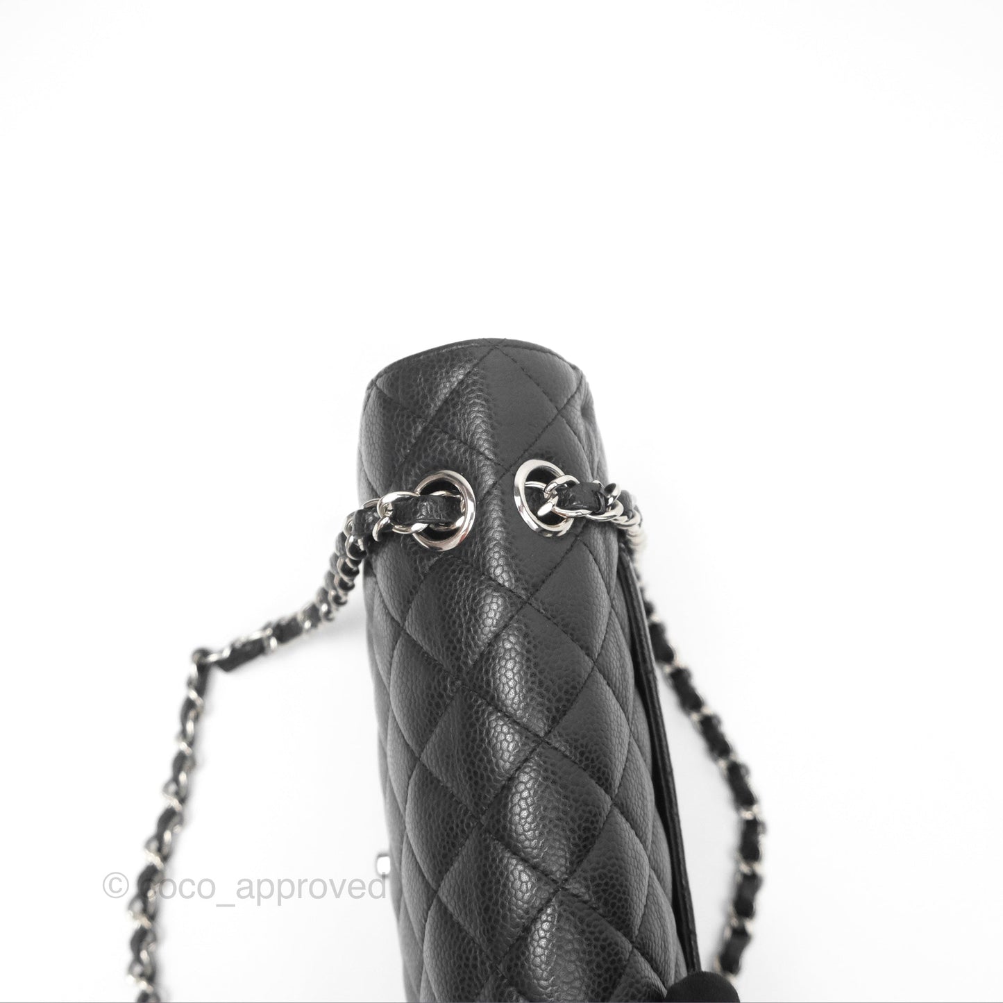 Chanel Classic M/L Medium Flap Quilted Black Caviar Silver Hardware