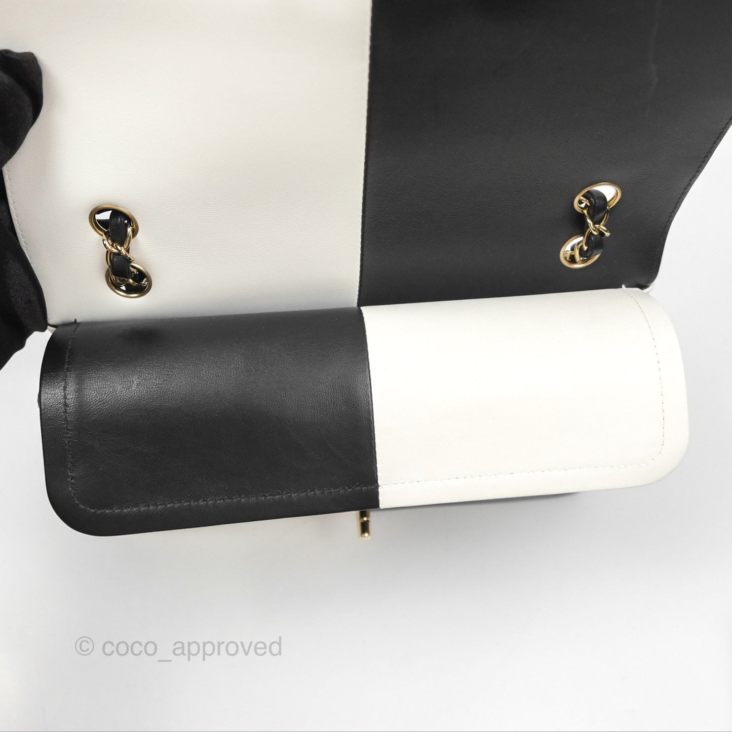Chanel Medium Flap Black & White Lambskin Gold Hardware