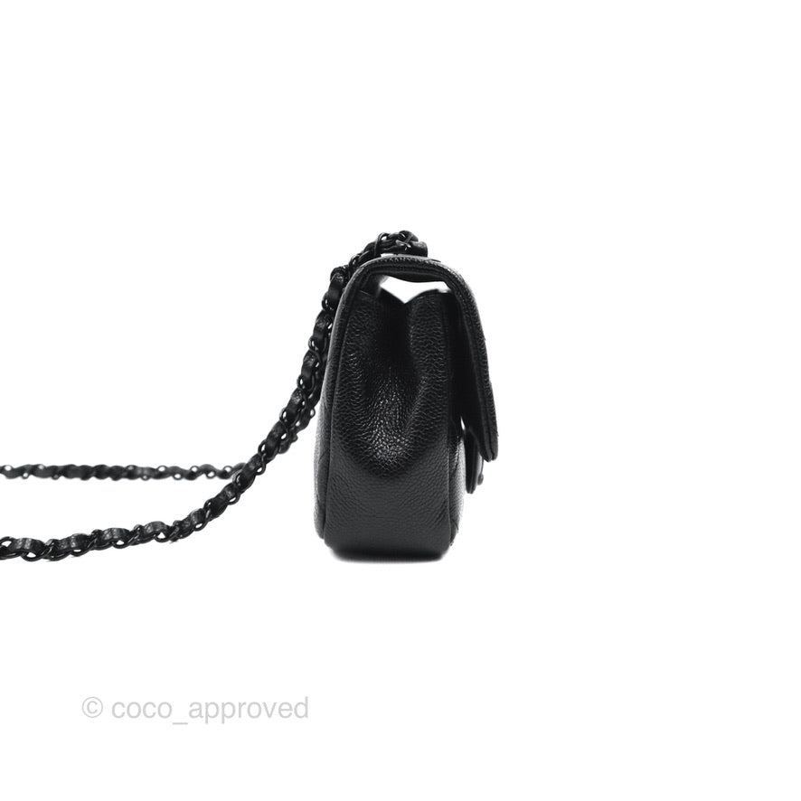 Chanel Quilted Mini Square Flap Bag So Black Caviar Incognito