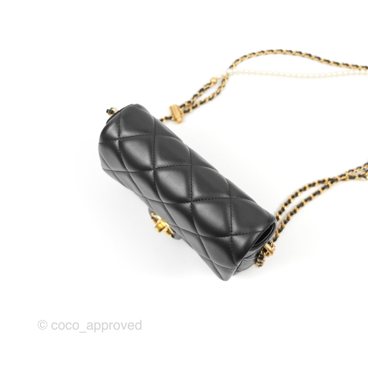 Chanel Quilted My Perfect Mini With Pearl Black Lambskin Gold Hardware