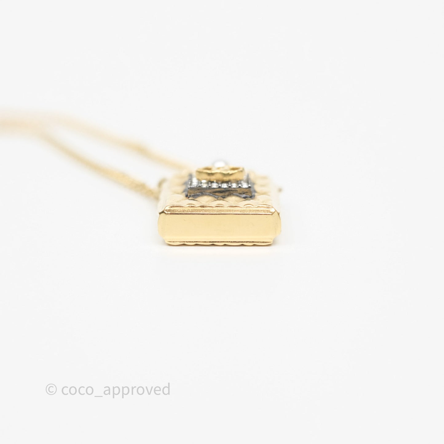 Chanel CC Perfume Bottle Rhinestone Necklace Gold Tone 21V
