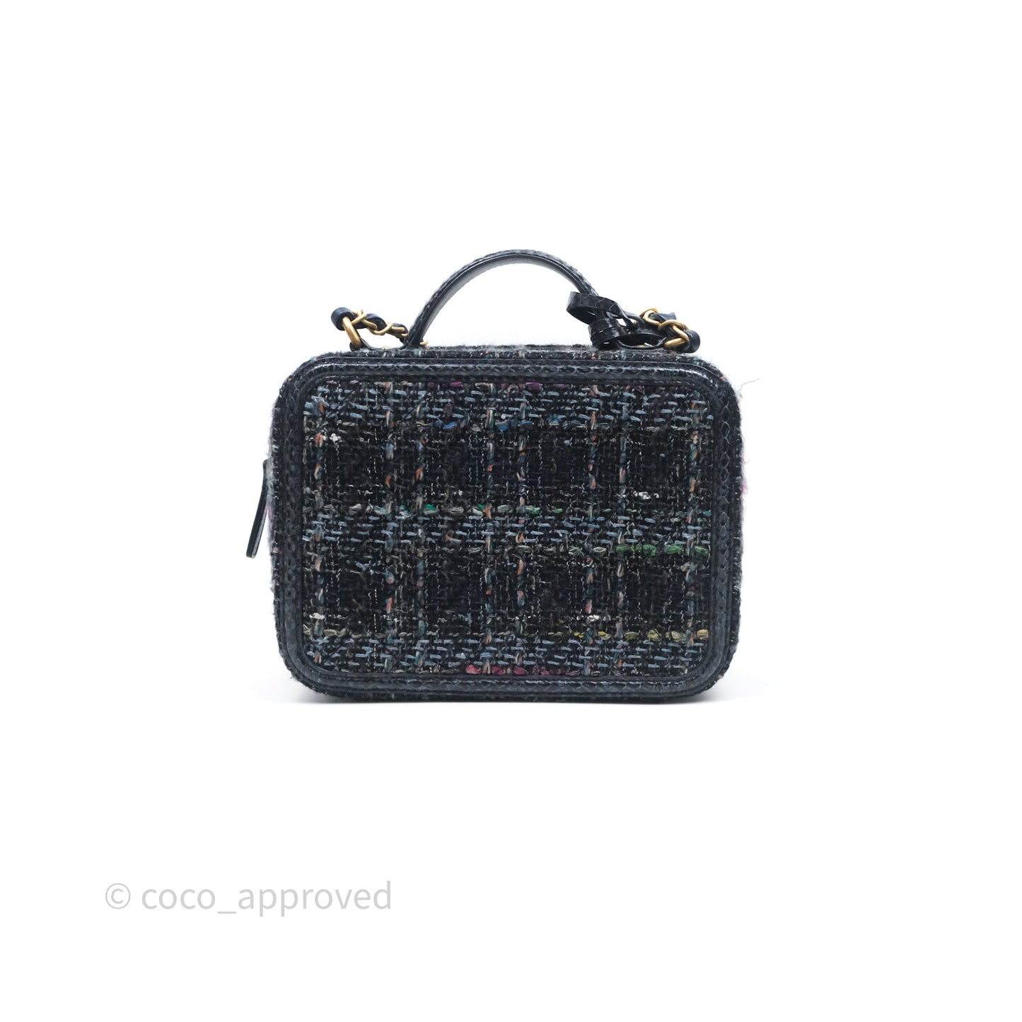 Chanel Medium CC Filigree Vanity Case Navy Tweed Python