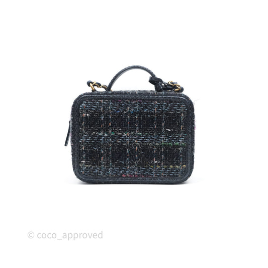 Chanel Medium CC Filigree Vanity Case Navy Tweed Python