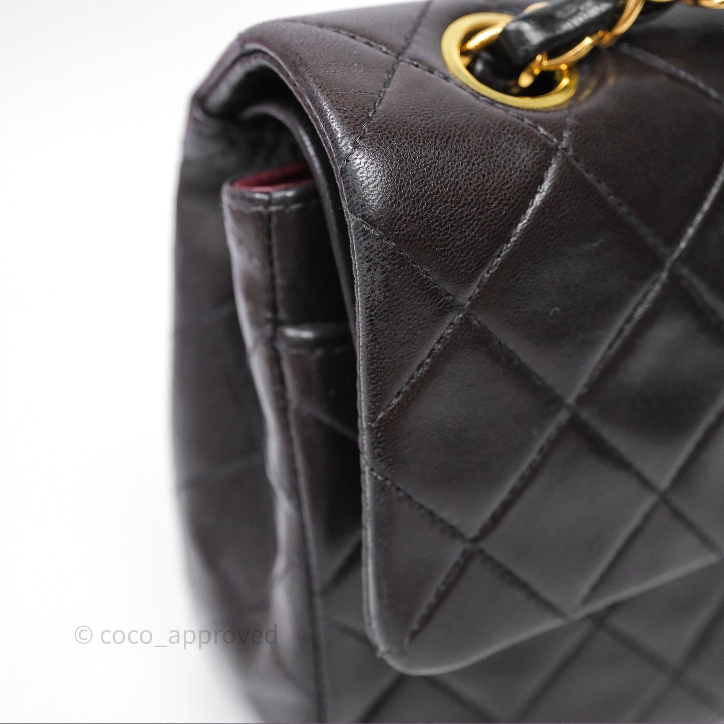 Chanel Vintage Lambskin Small Double Flap Bag Black Gold Hardware