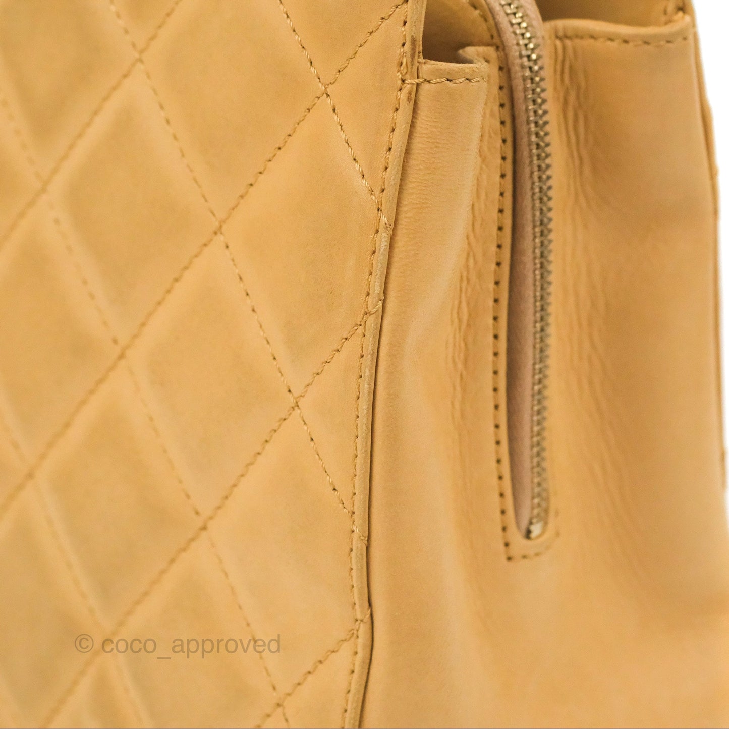 Chanel Vintage Small Top Handle Tote Quilted Beige Lambskin