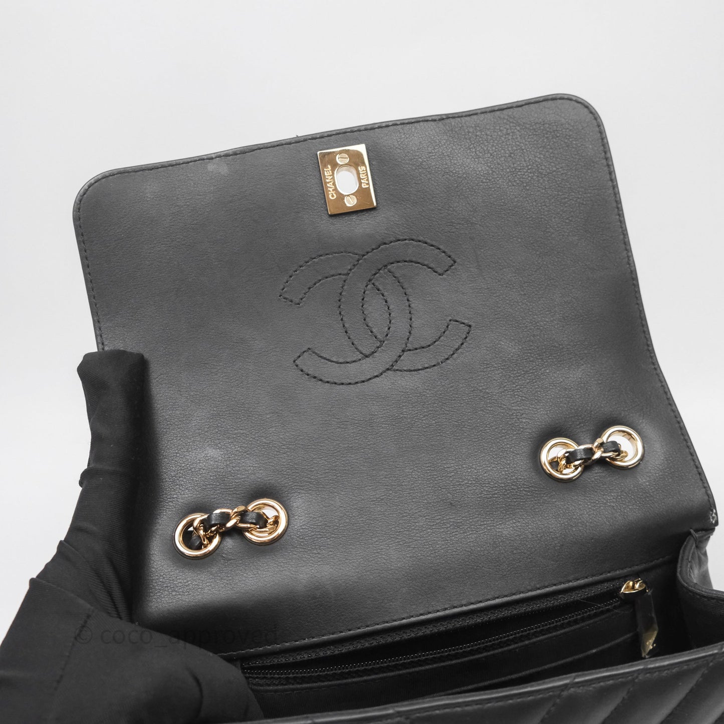 Chanel Small Statement Chevron Flap Bag Black Gold Hardware