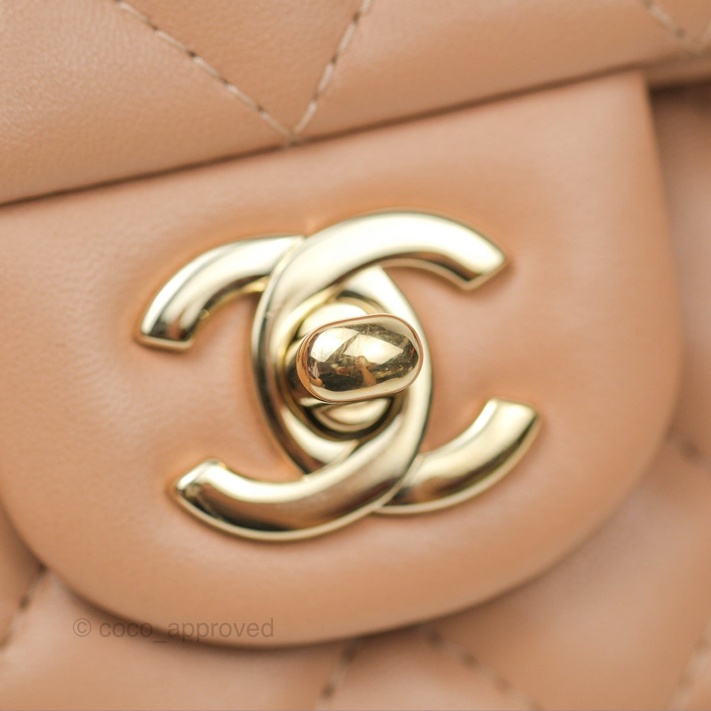 Chanel Quilted Mini Rectangular Beige Lambskin Gold Hardware