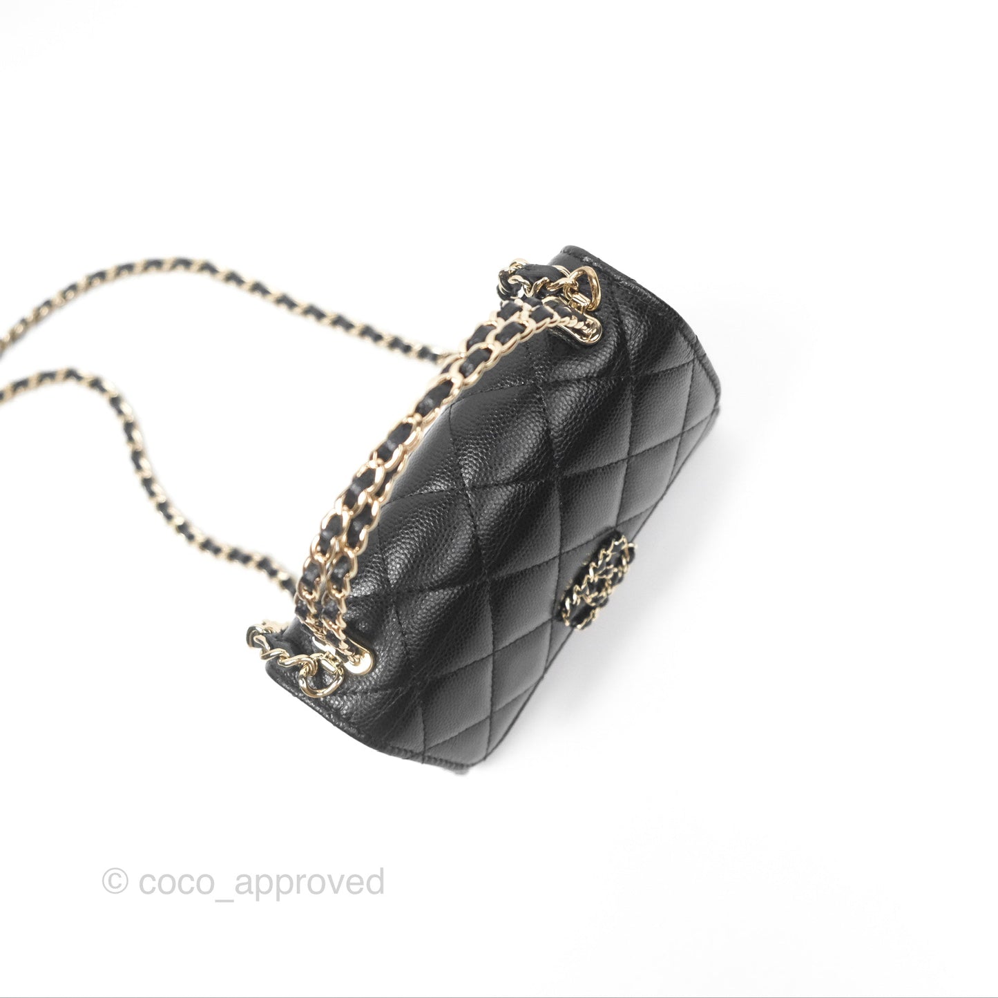 Chanel Kelly Clutch With Chain Black Caviar Gold Hardware