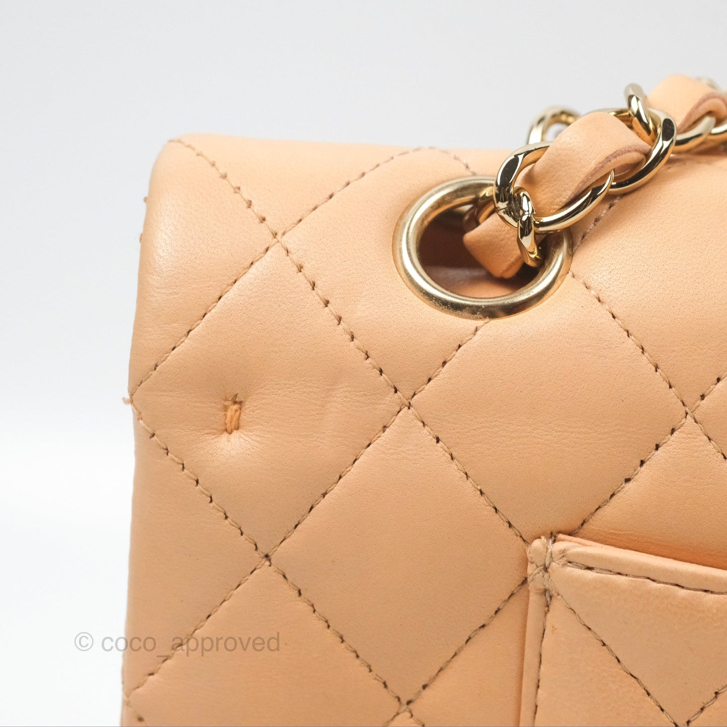 Chanel Classic M/L Medium Flap Quilted Beige Pink Lambskin Gold Hardware