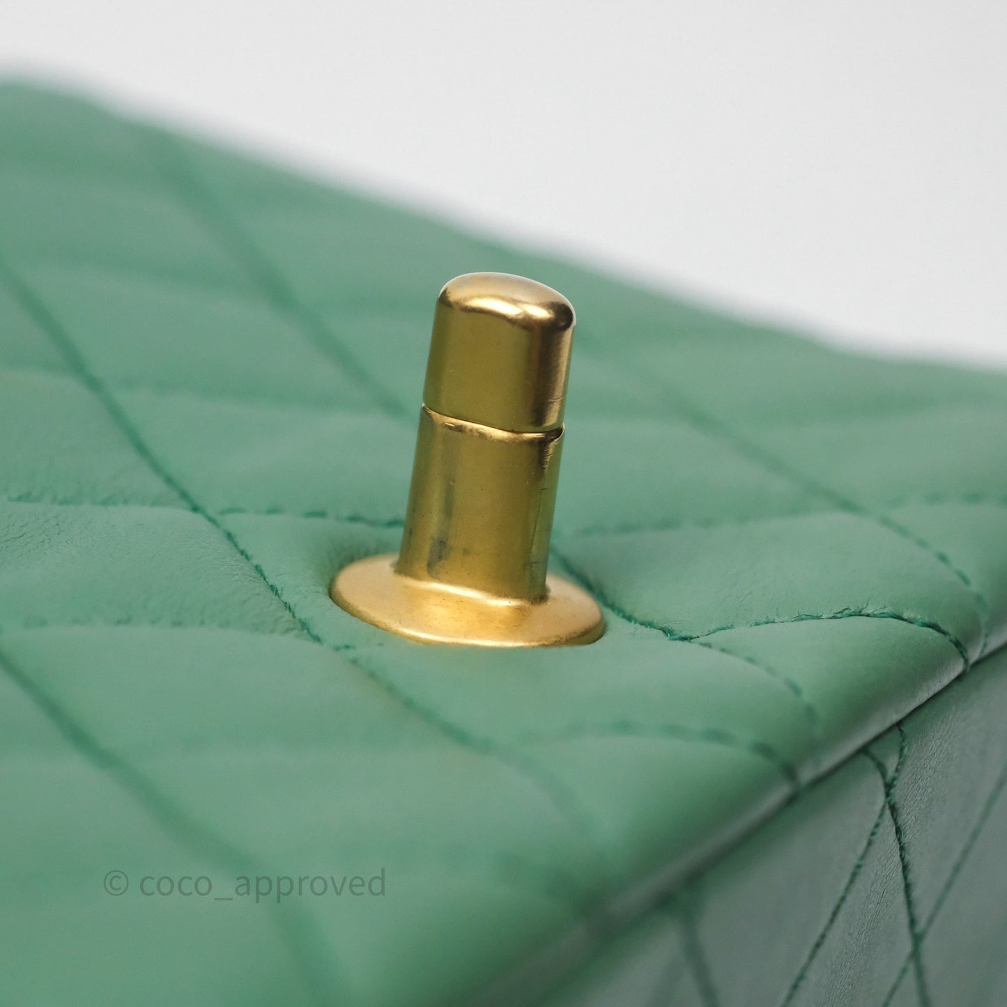 Chanel Pearl Crush Mini Square Quilted Green Lambskin Aged Gold Hardware