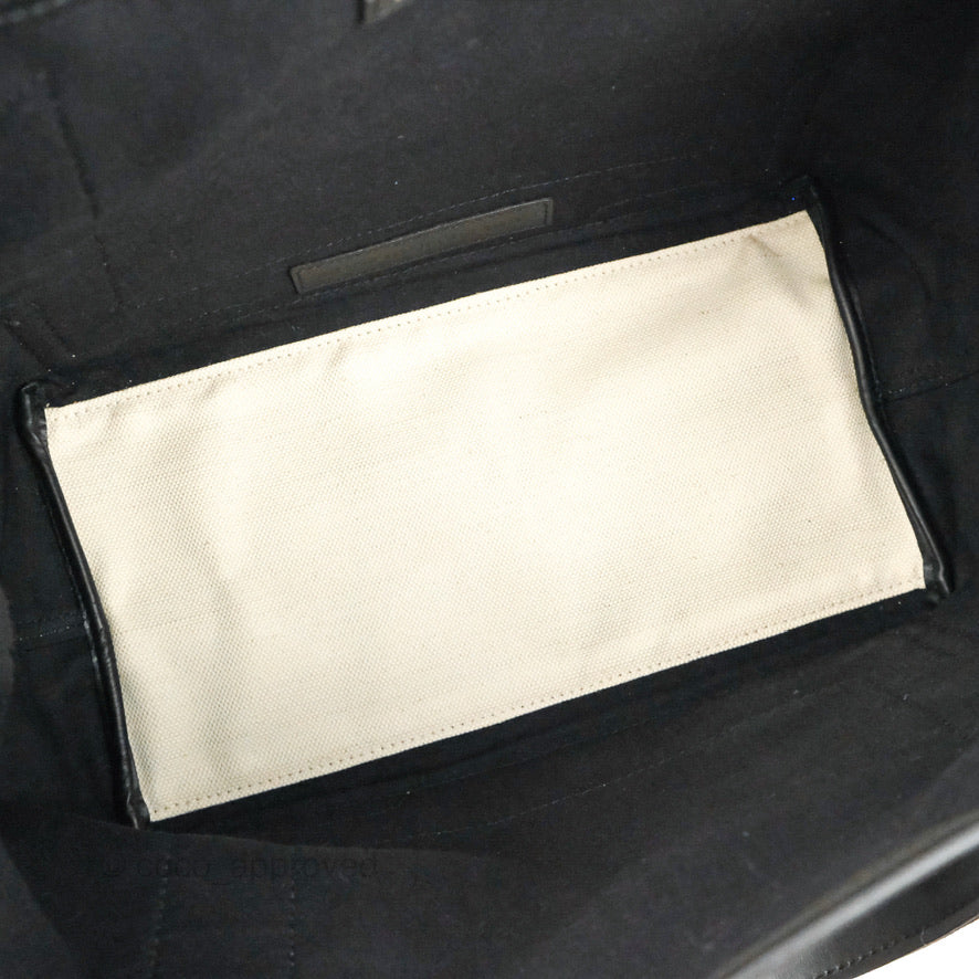 Balenciaga Small Navy Cabas Bag Off-white Canvas