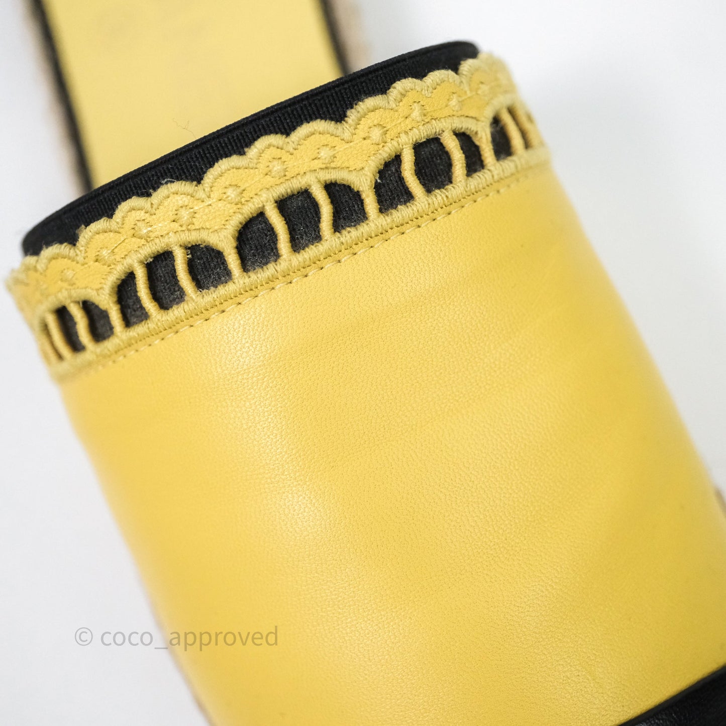 Chanel CC Logo Yellow/Black Slippers Size 38