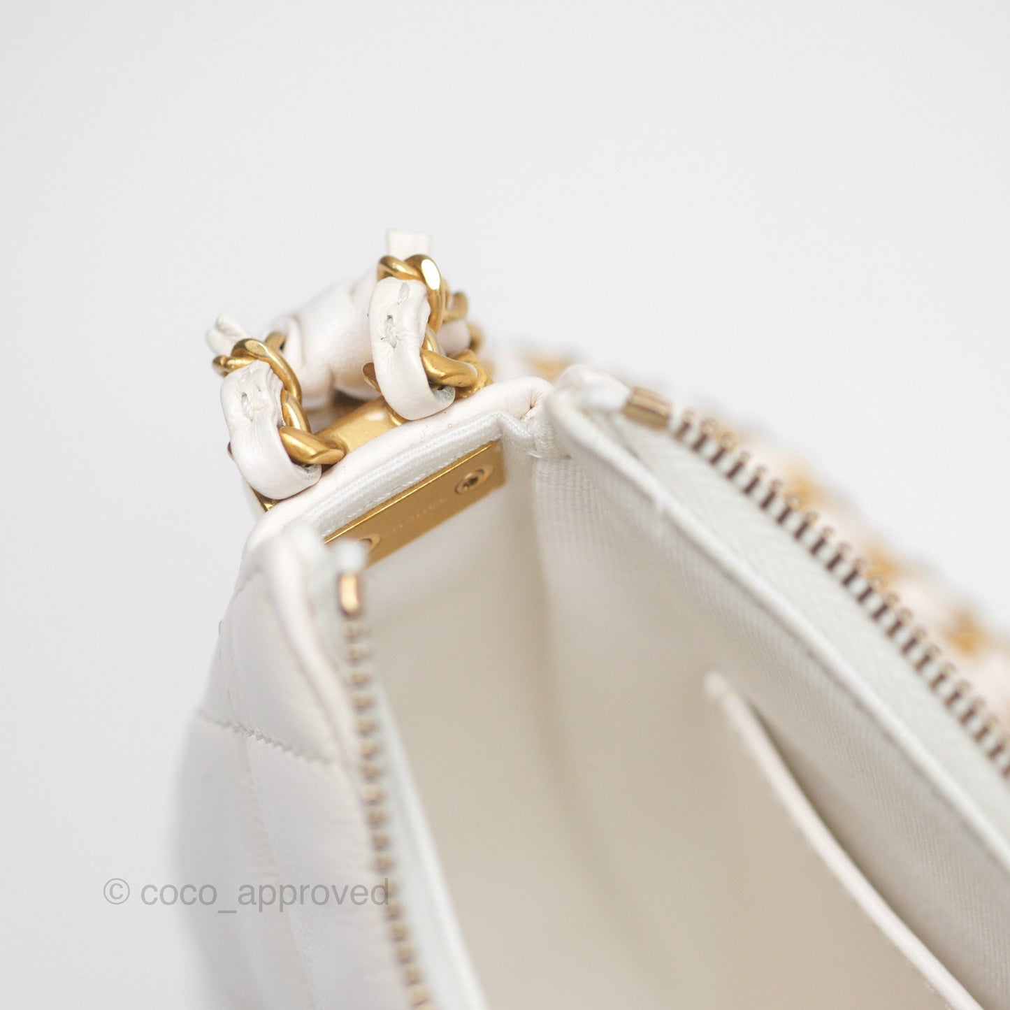 Chanel Hobo Bag White Aged Calfskin Aged Gold Hardware
