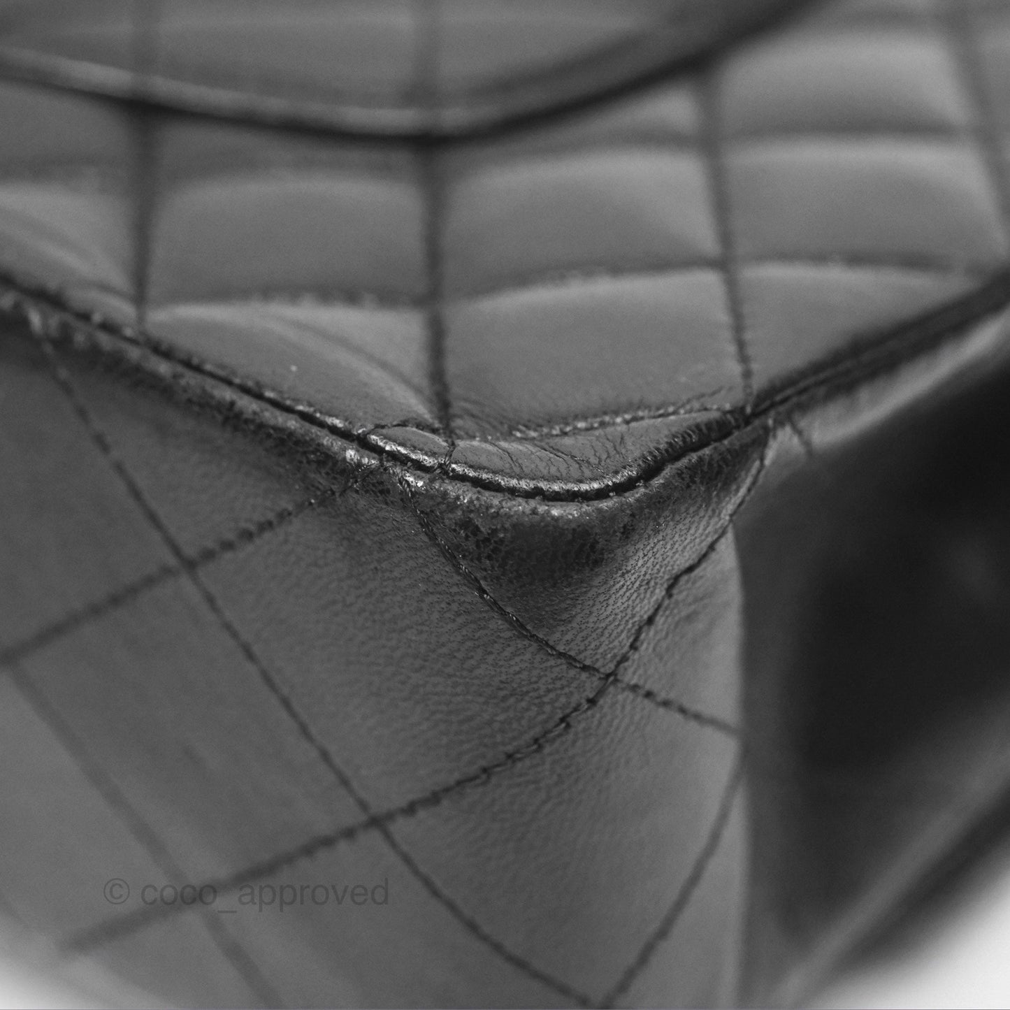 Chanel Classic M/L Medium Flap Quilted Black Lambskin Silver Hardware