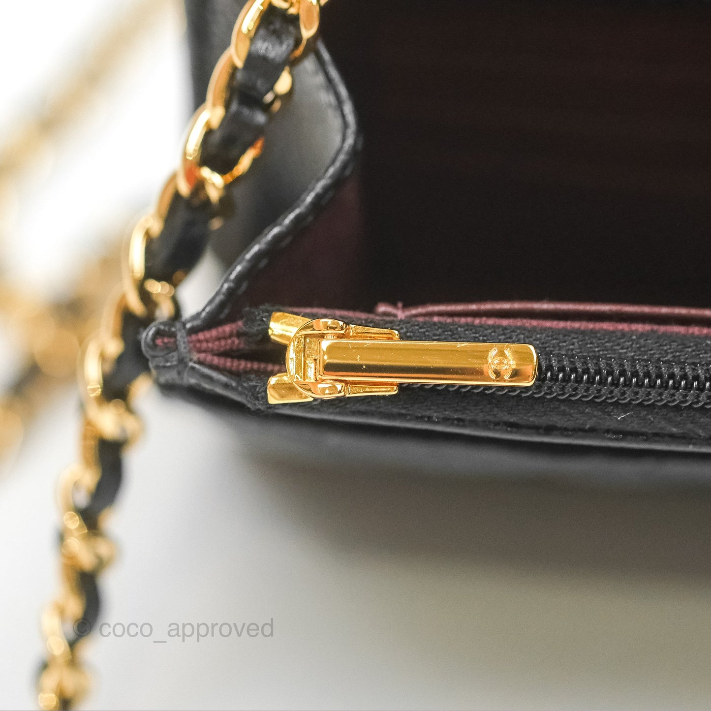 Chanel Classic Wallet On Chain WOC Quilted Black Caviar Gold Hardware