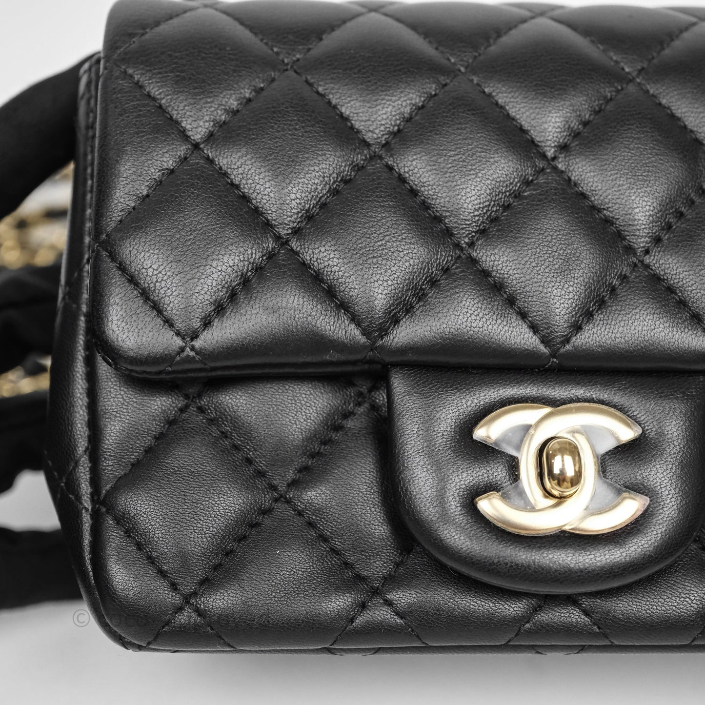 Chanel Mini Square Quilted Black Lambskin Gold Hardware