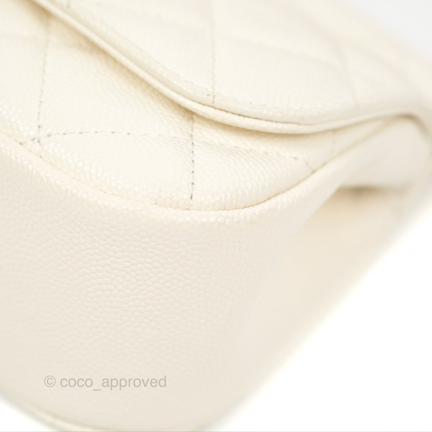 Chanel Clutch with Chain Ivory White Caviar Gold Hardware 22K