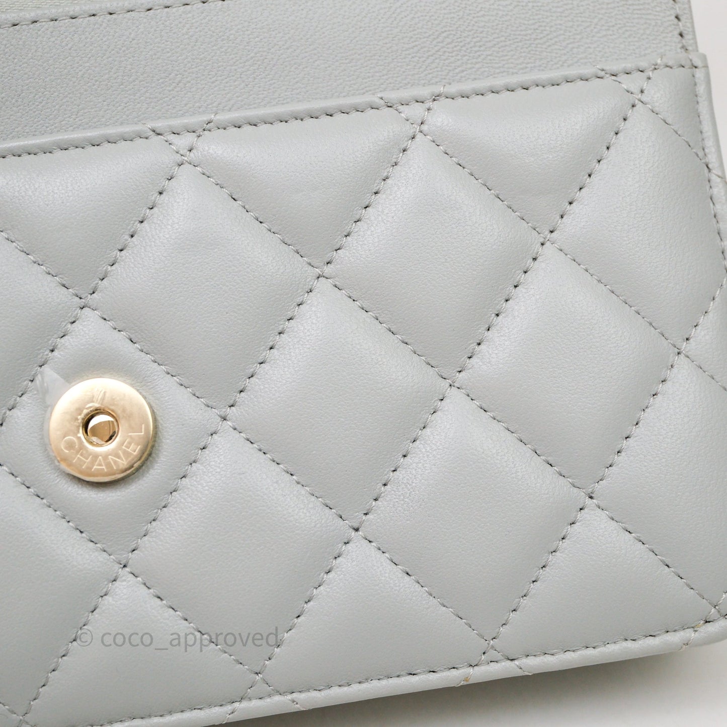 Chanel Classic Quilted Wallet on Chain WOC Grey Lambskin Gold Hardware