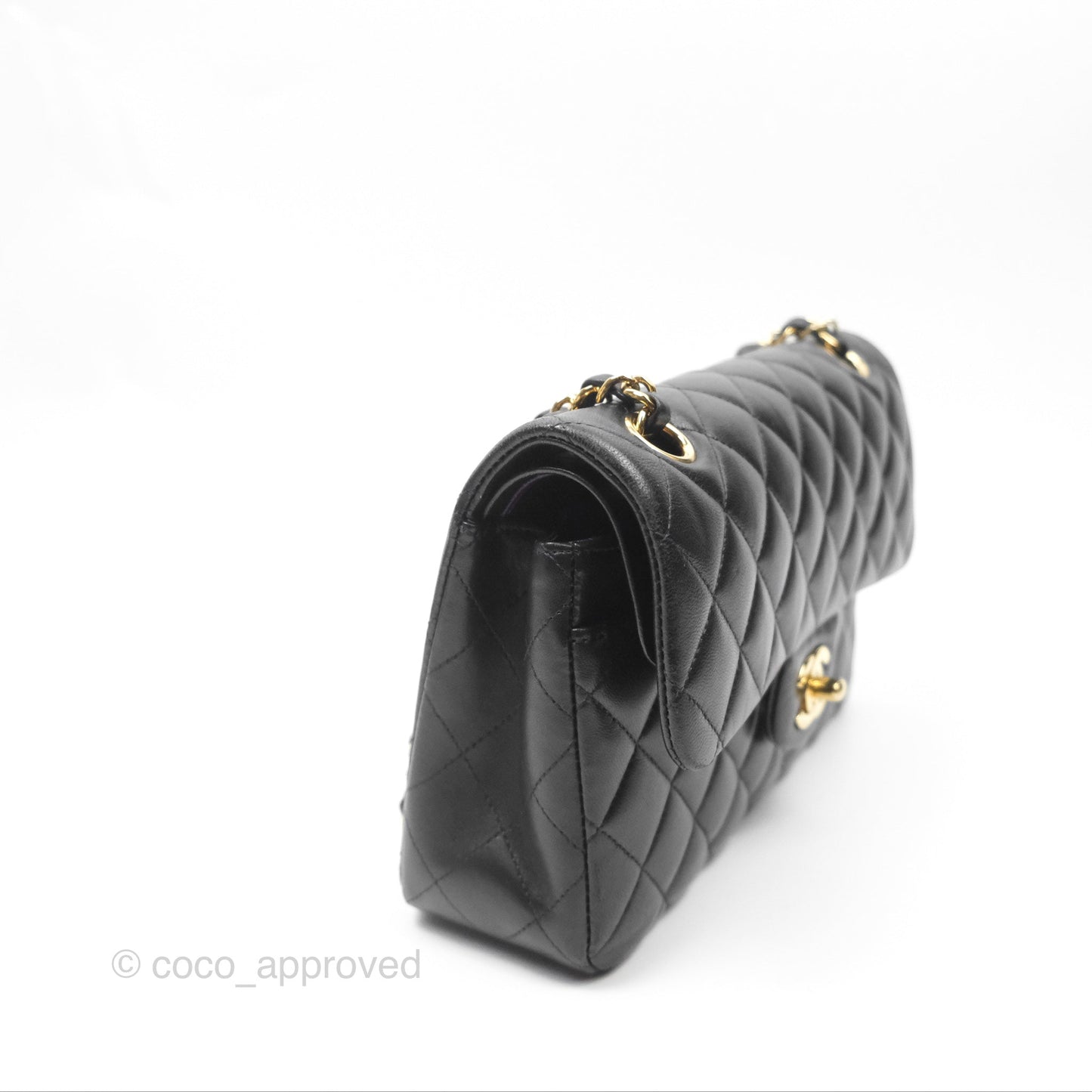 Chanel Small Classic Quilted Flap Black Lambskin Gold Hardware