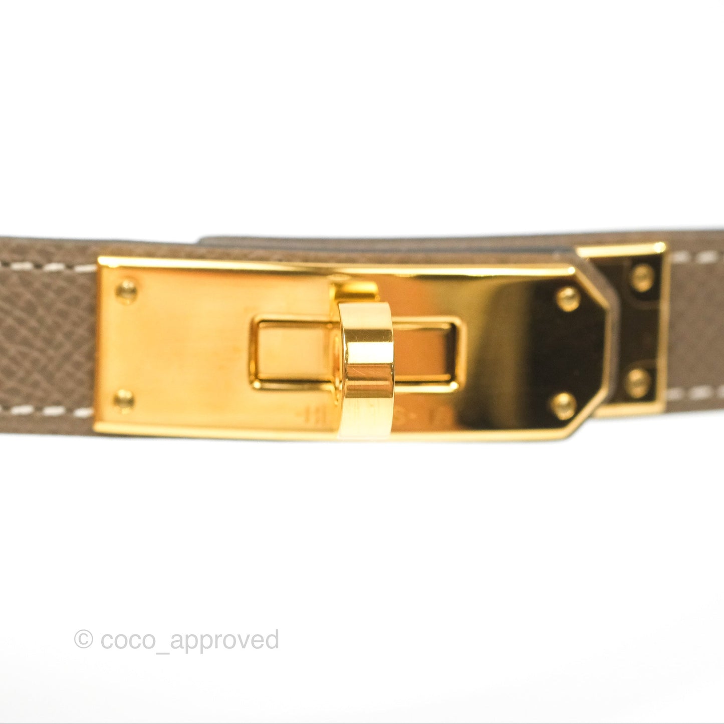 Hermès Epsom Kelly Buckle Belt Etoupe Gold Hardware