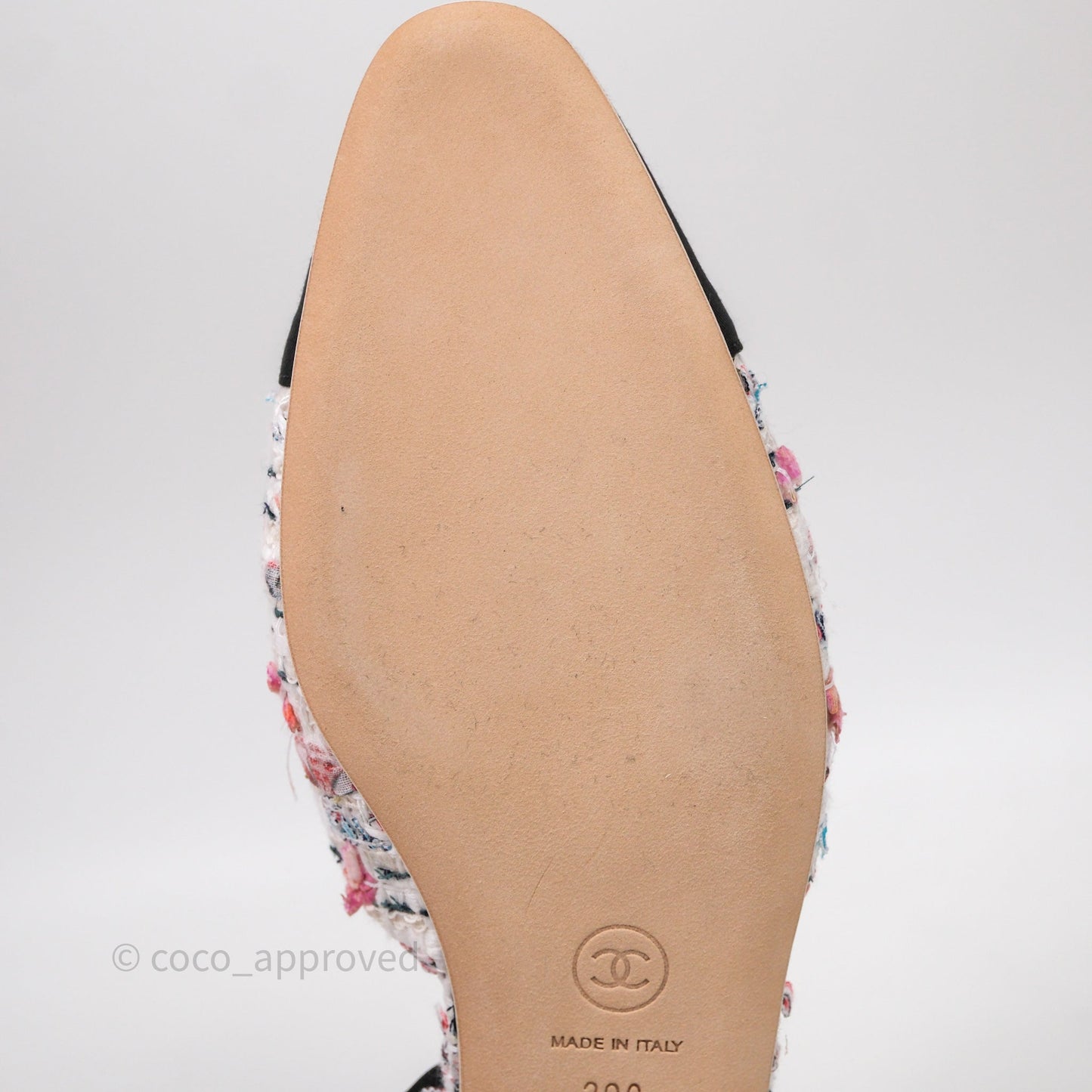 Chanel CC Slingback Flats Pink Tweed Size 39