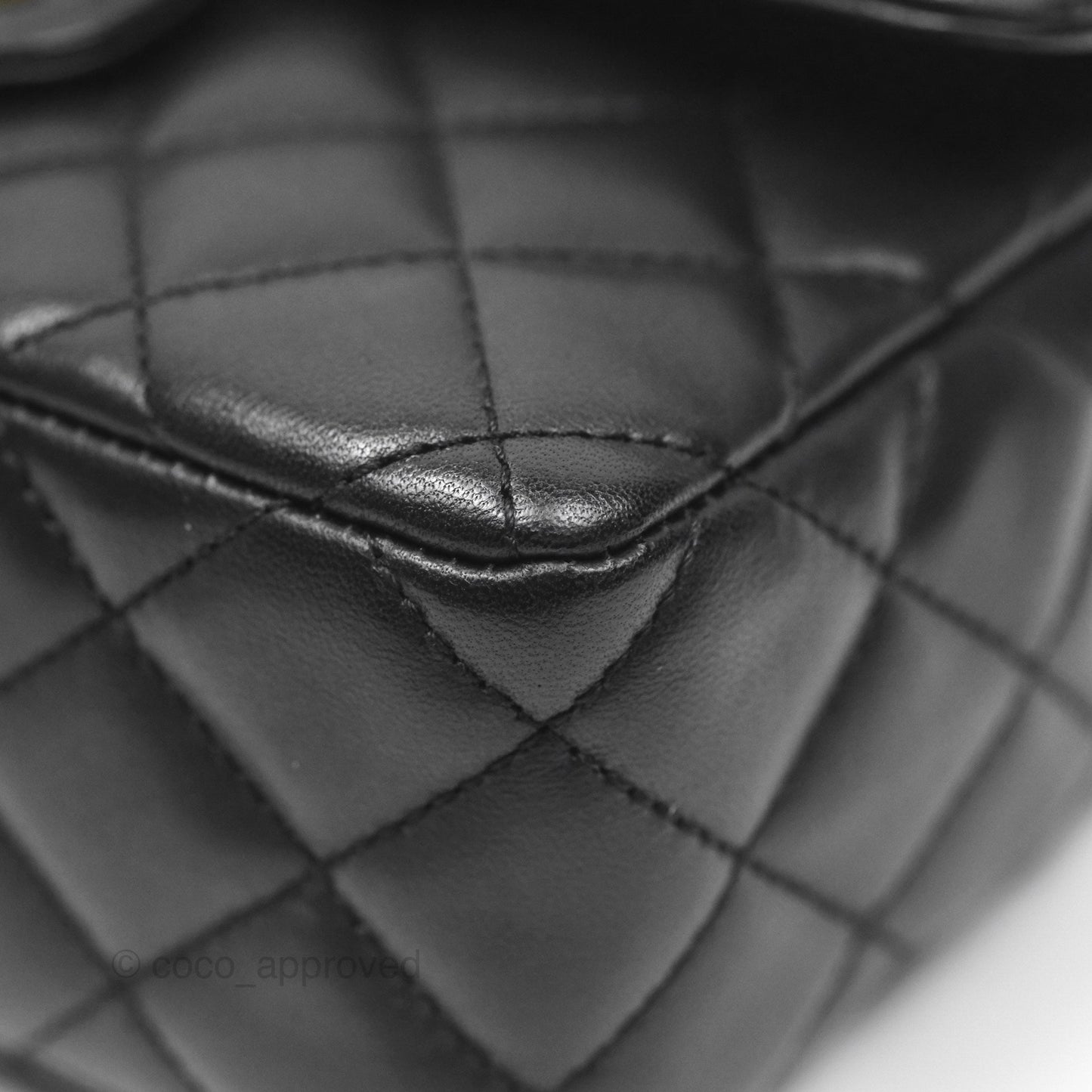 Chanel Flap Bag with Logo Enamel Chain Black Lambskin 22B