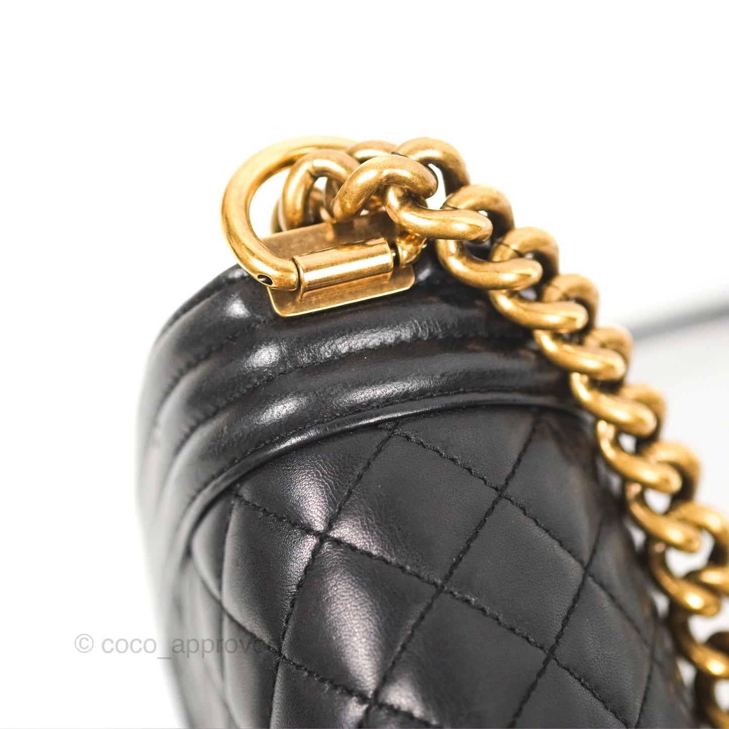 Chanel Quilted Medium Boy Black Lambskin Aged Gold Hardware