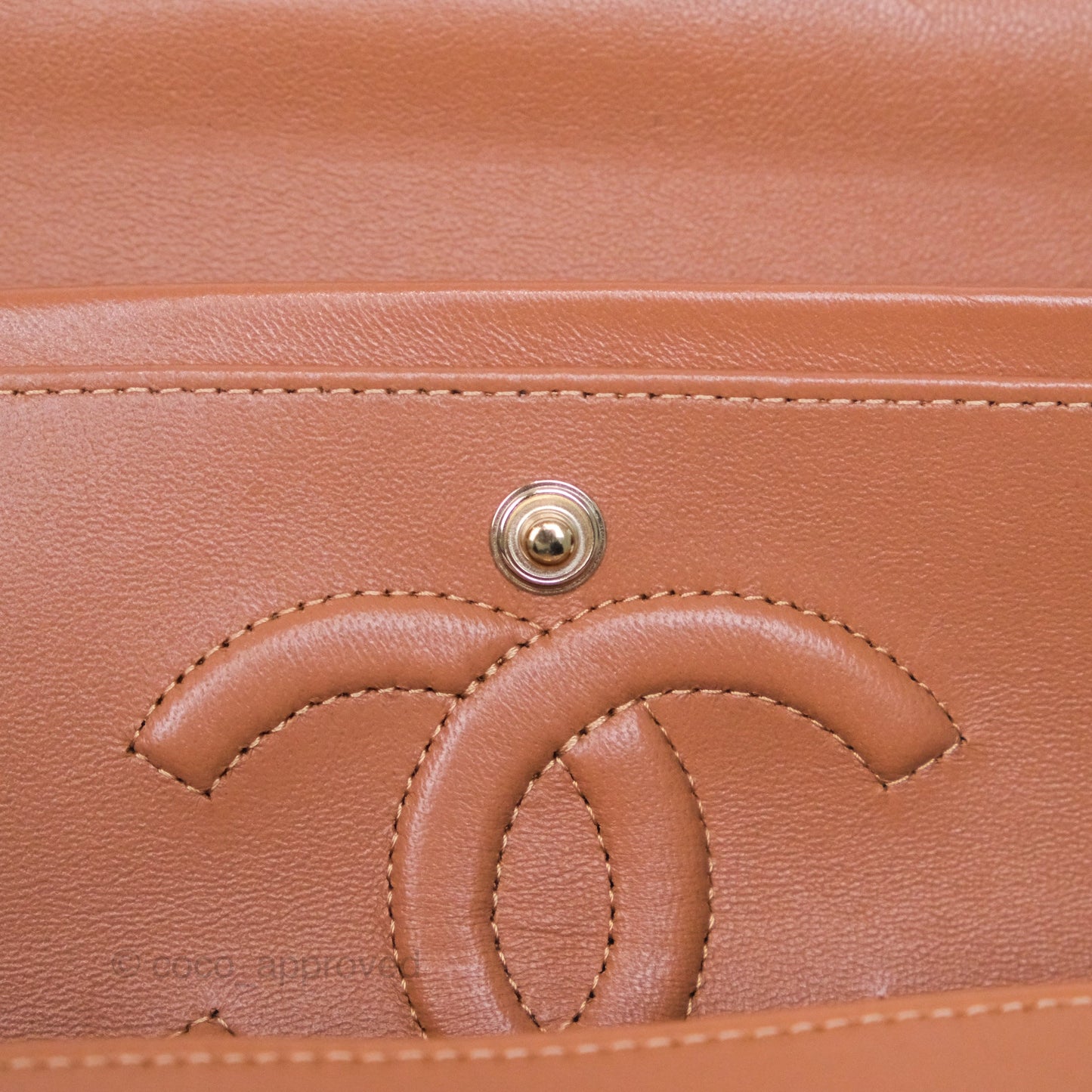 Chanel Medium Classic Quilted Flap Dark Beige Caramel Lambskin Gold Hardware