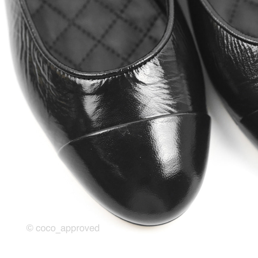 Chanel Ankle Pearl Flat Ballerinas Black Lambskin 23C Sizes 37