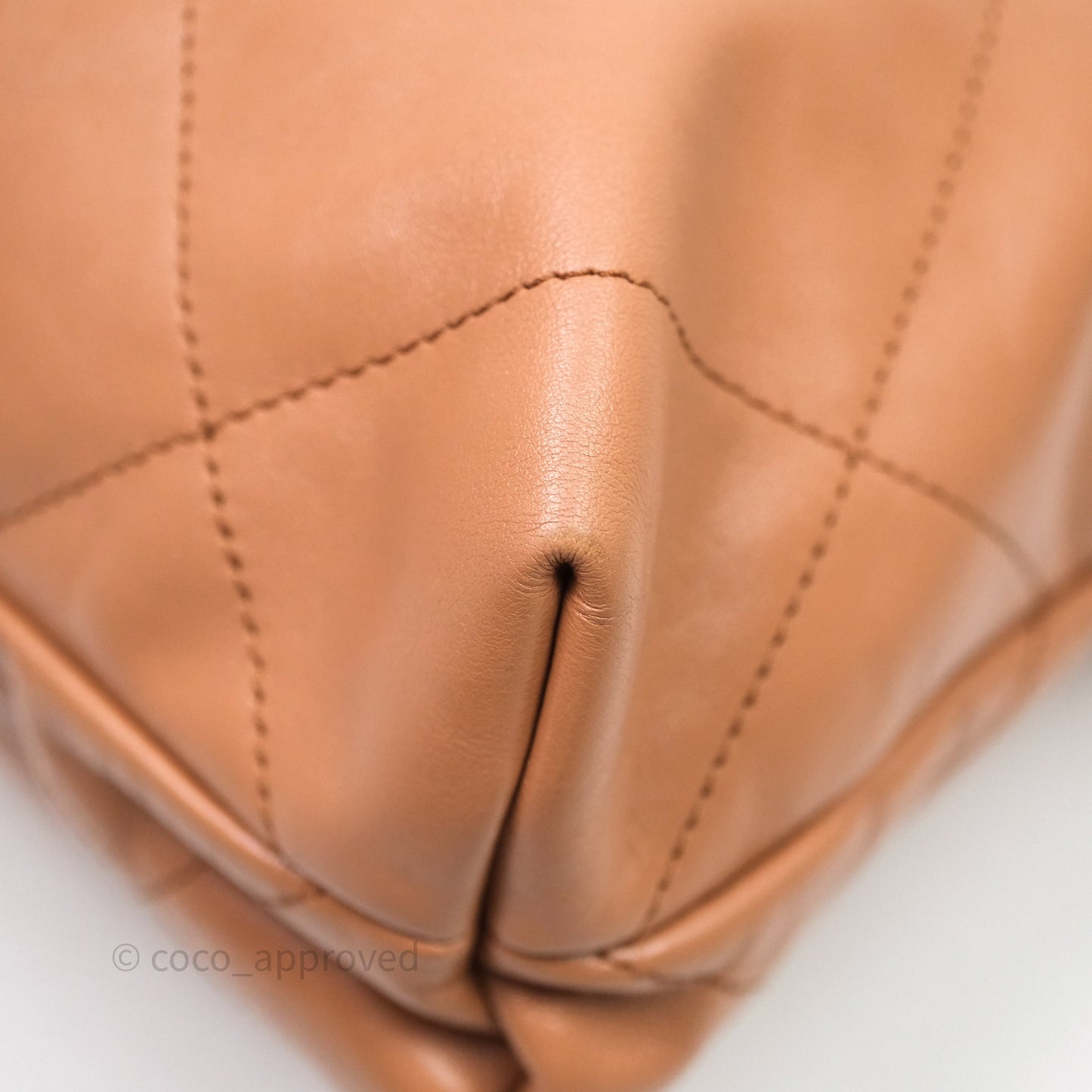 Chanel 22 Small Caramel Beige Shiny Calfskin Aged Gold Hardware