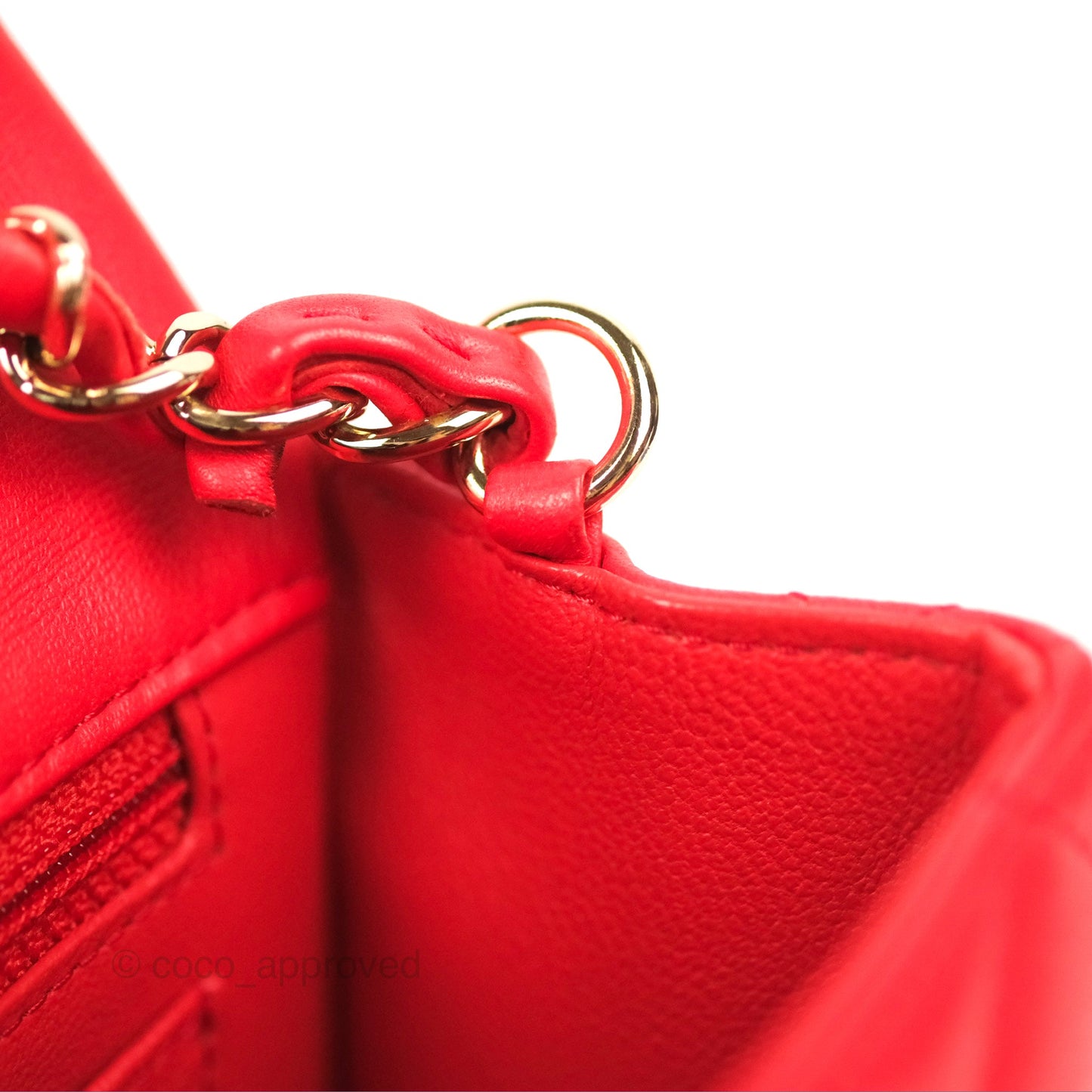 Chanel Quilted Mini Rectangular Flap Red Lambskin Gold Hardware