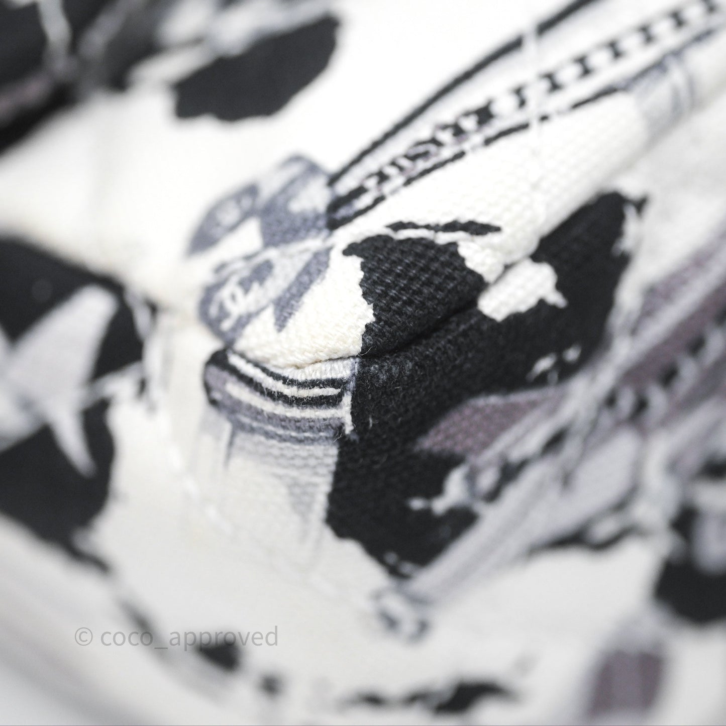 Chanel Quilted Airplane Printed Shoulder Flap Bag Canvas White