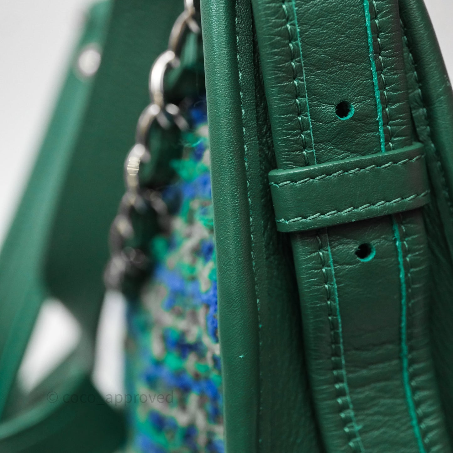 Chanel Tweed Jungle Stroll Hobo Bag Green Silver Hardware