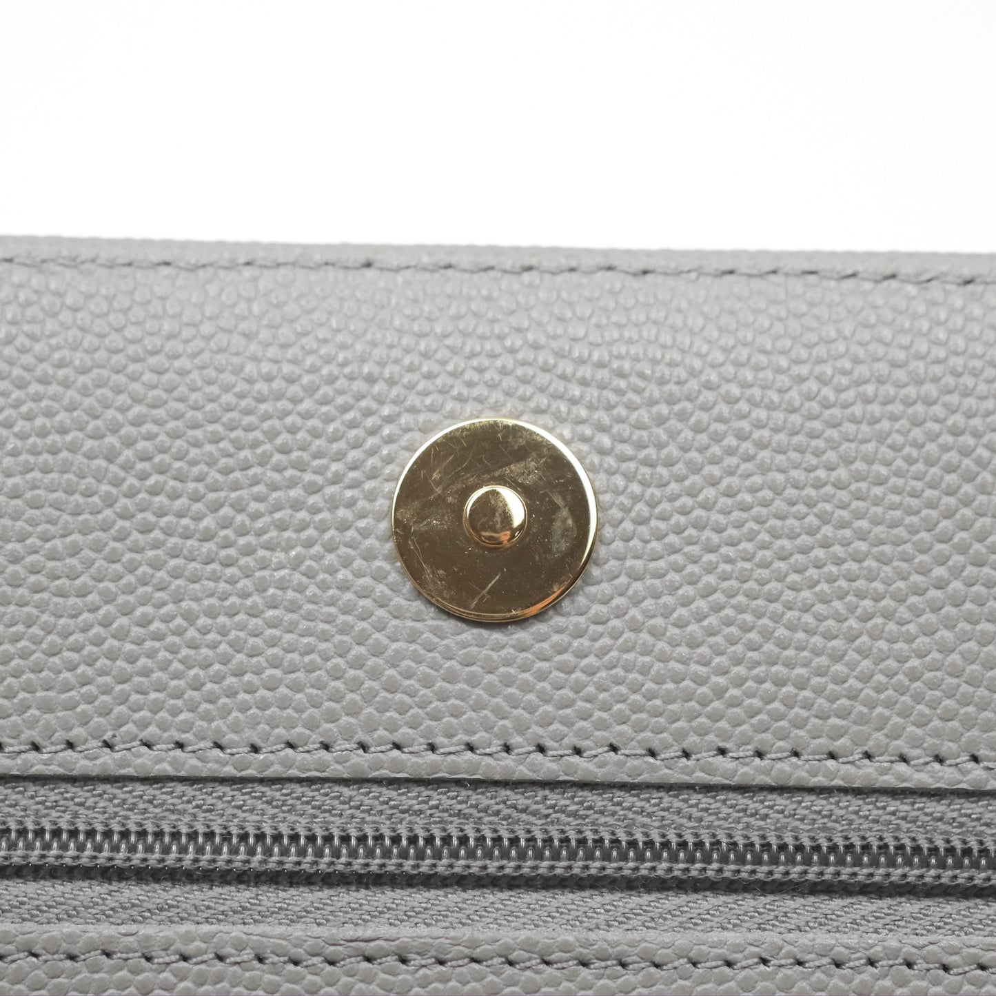 Chanel Classic Quilted Wallet On Chain WOC Grey Caviar Gold Hardware