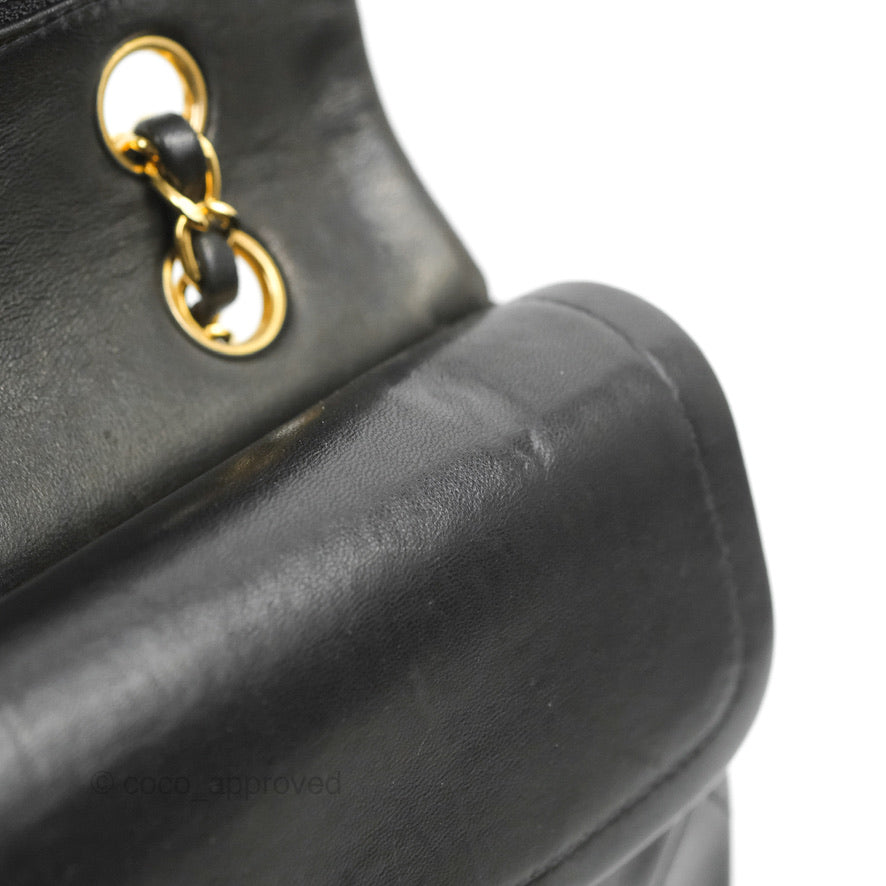 Chanel Classic Vintage Medium Flap Black Lambskin 24K Gold Hardware
