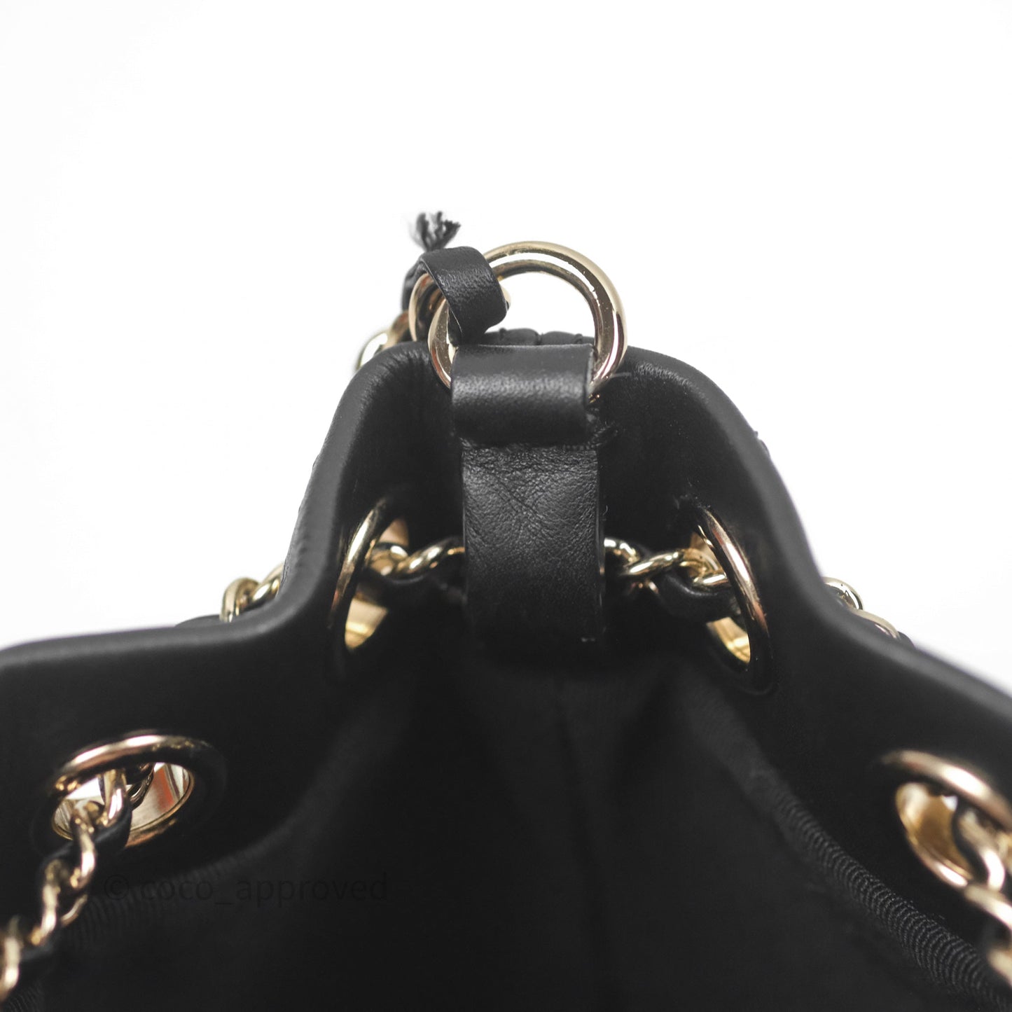 Chanel Quilted Drawstring Bucket Bag Black Calfskin Gold Hardware
