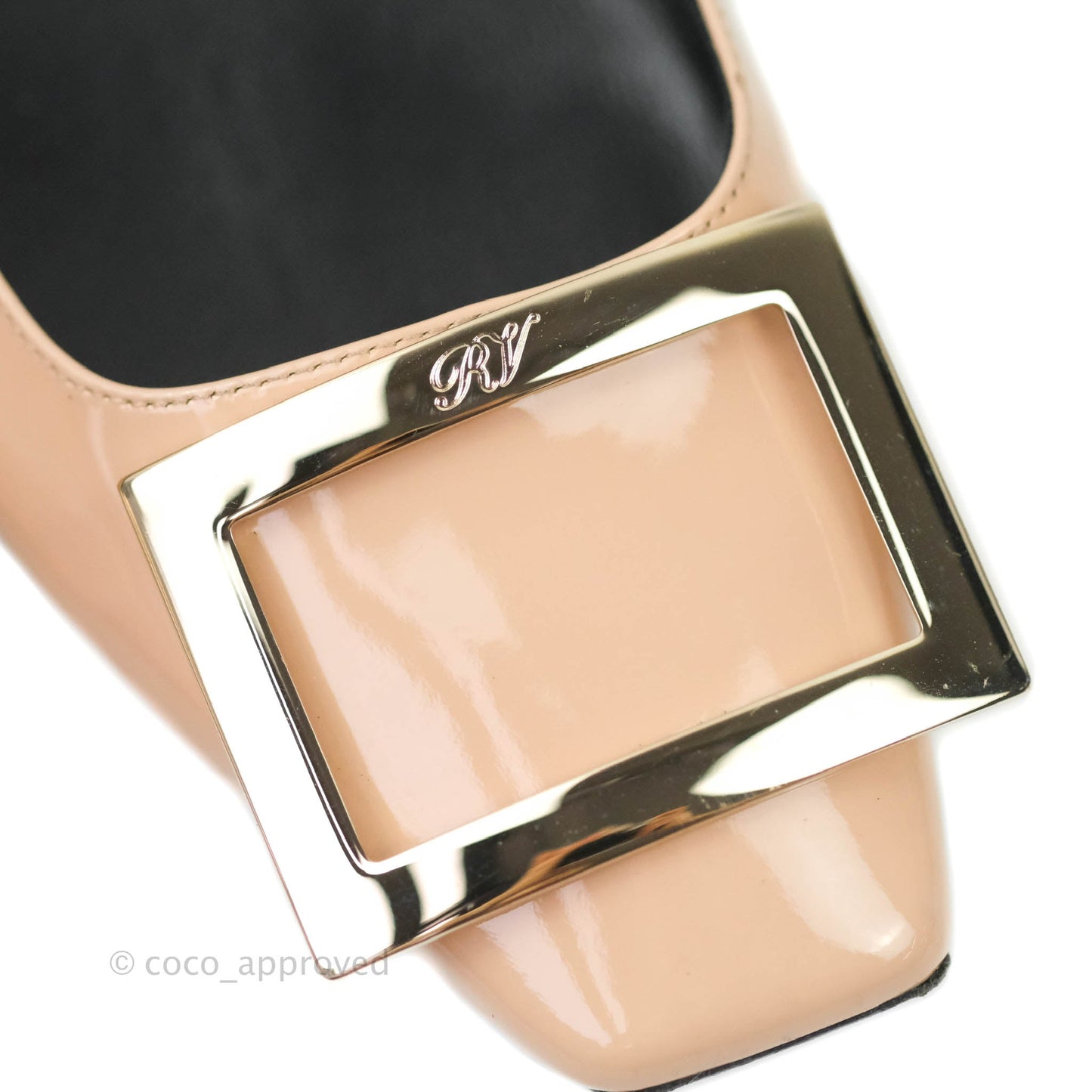 Roger Vivier Ballerina Patent Ballet Flats In Neutral Gold Hardware