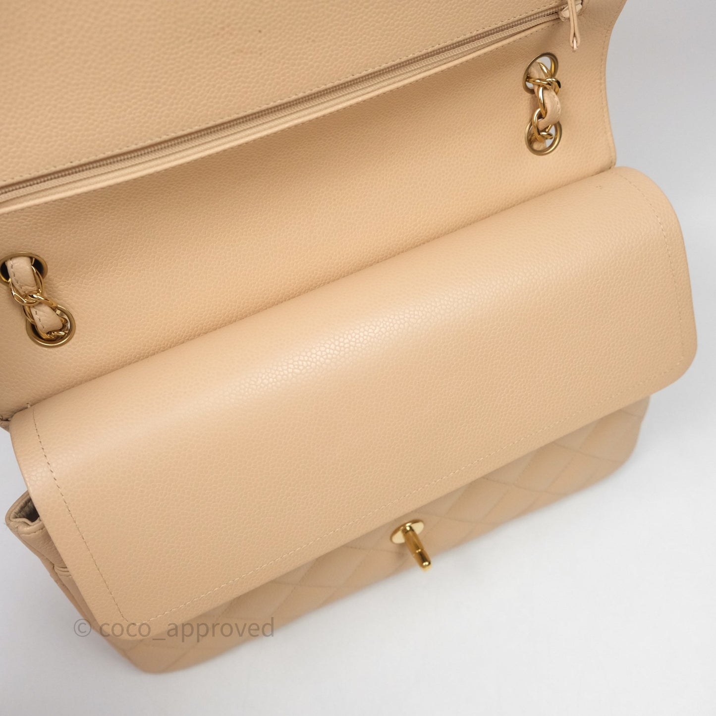 Chanel Jumbo Double Flap Beige Caviar Gold Hardware⁣⁣