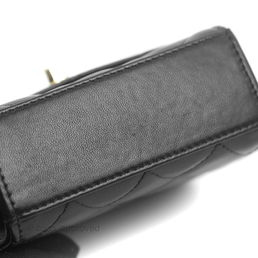 Chanel Small Quilted Trendy CC Clutch With Chain Black Lambskin Gold Hardware