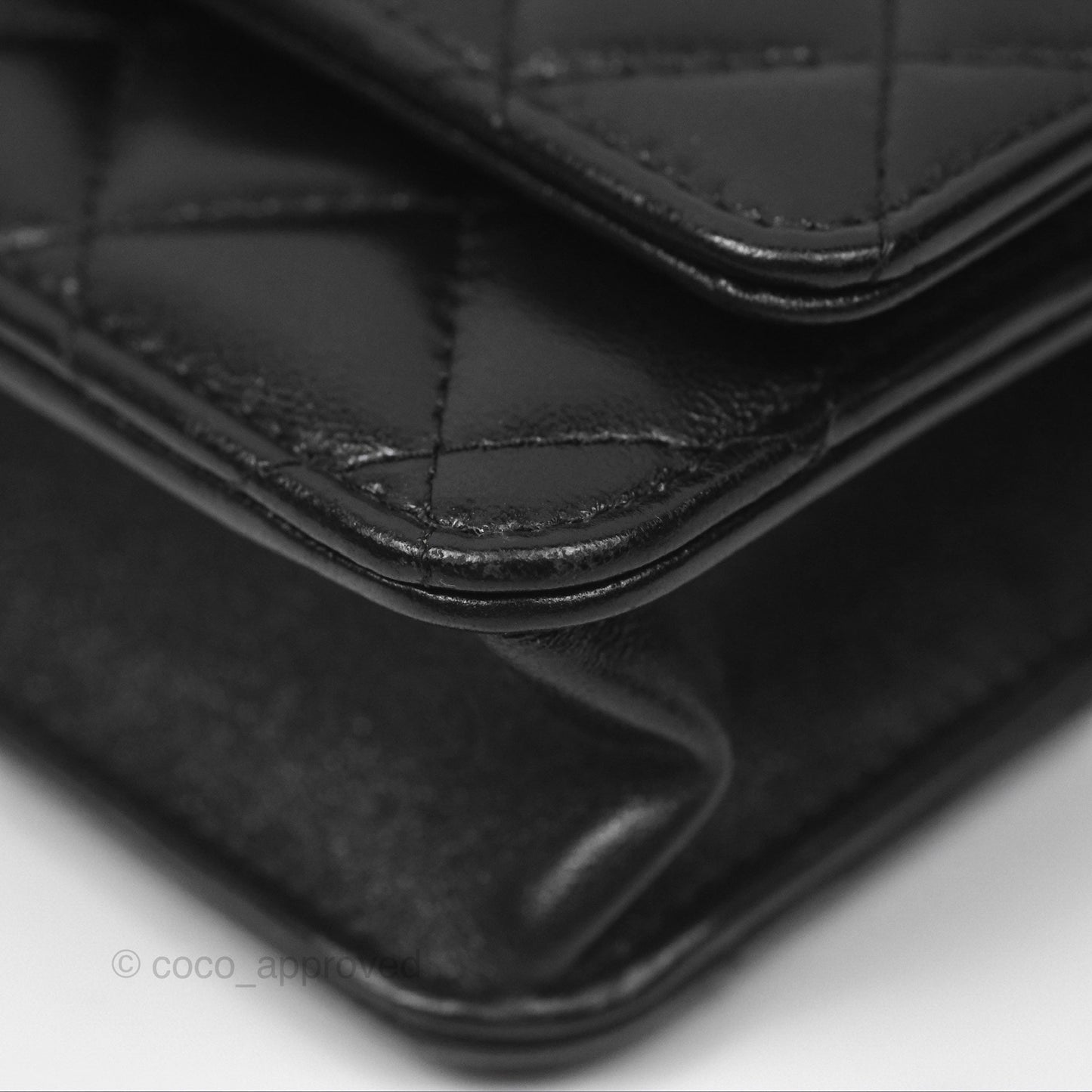 Chanel Quilted Dynasty Wallet on Chain WOC Black Shiny Lambskin Gold Hardware